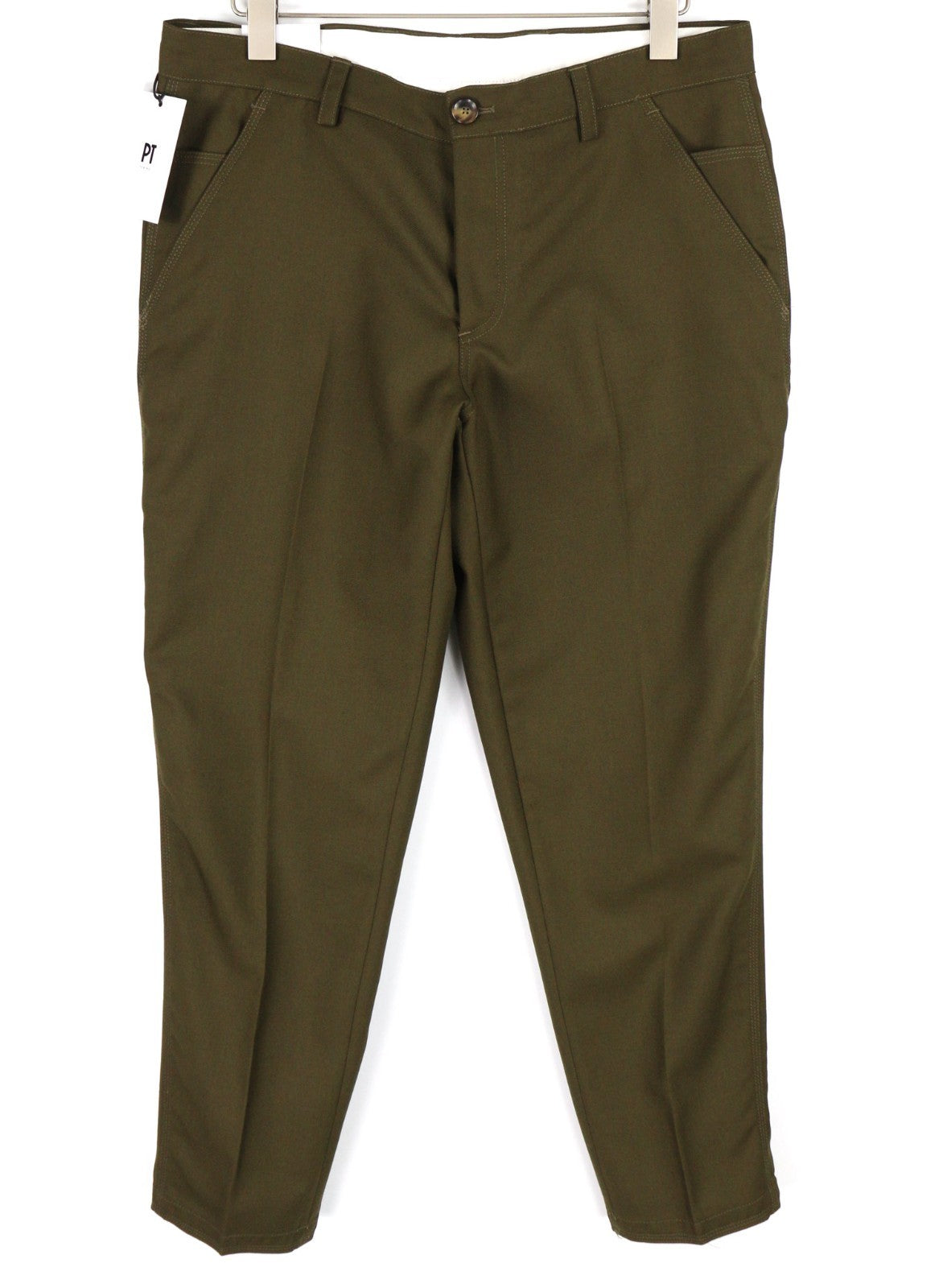 PT TORINO The Worker Men's W36 Brown Wool Fleece Blend Tapered Trousers