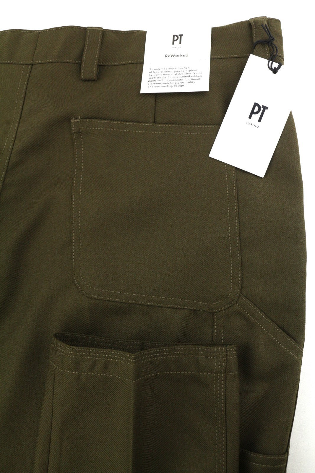 PT TORINO The Worker Men's W32 Brown Wool Blend Fleece Tapered Trousers