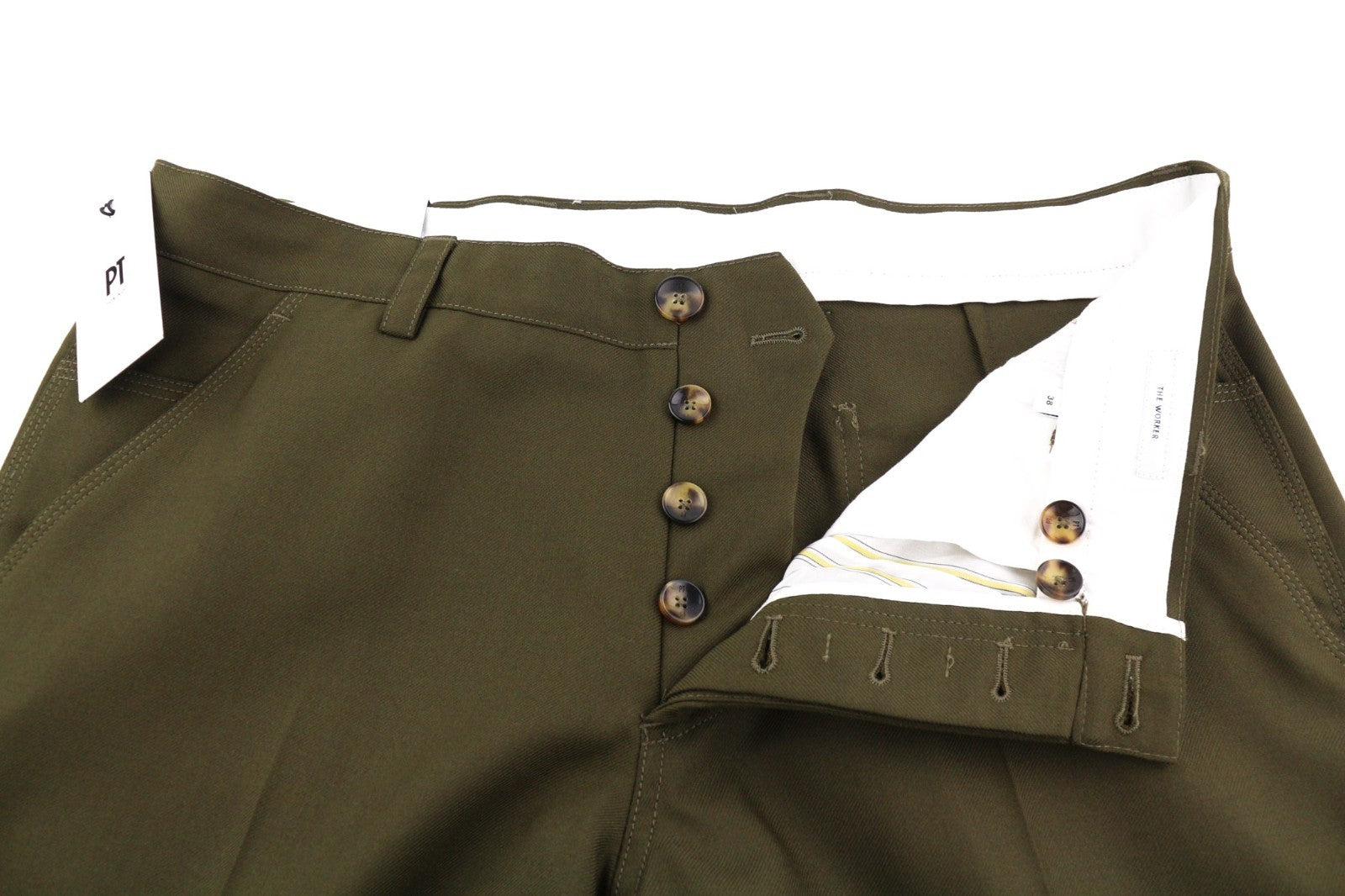 PT TORINO The Worker Men's W38 Brown Wool Blend Fleece Tapered Trousers