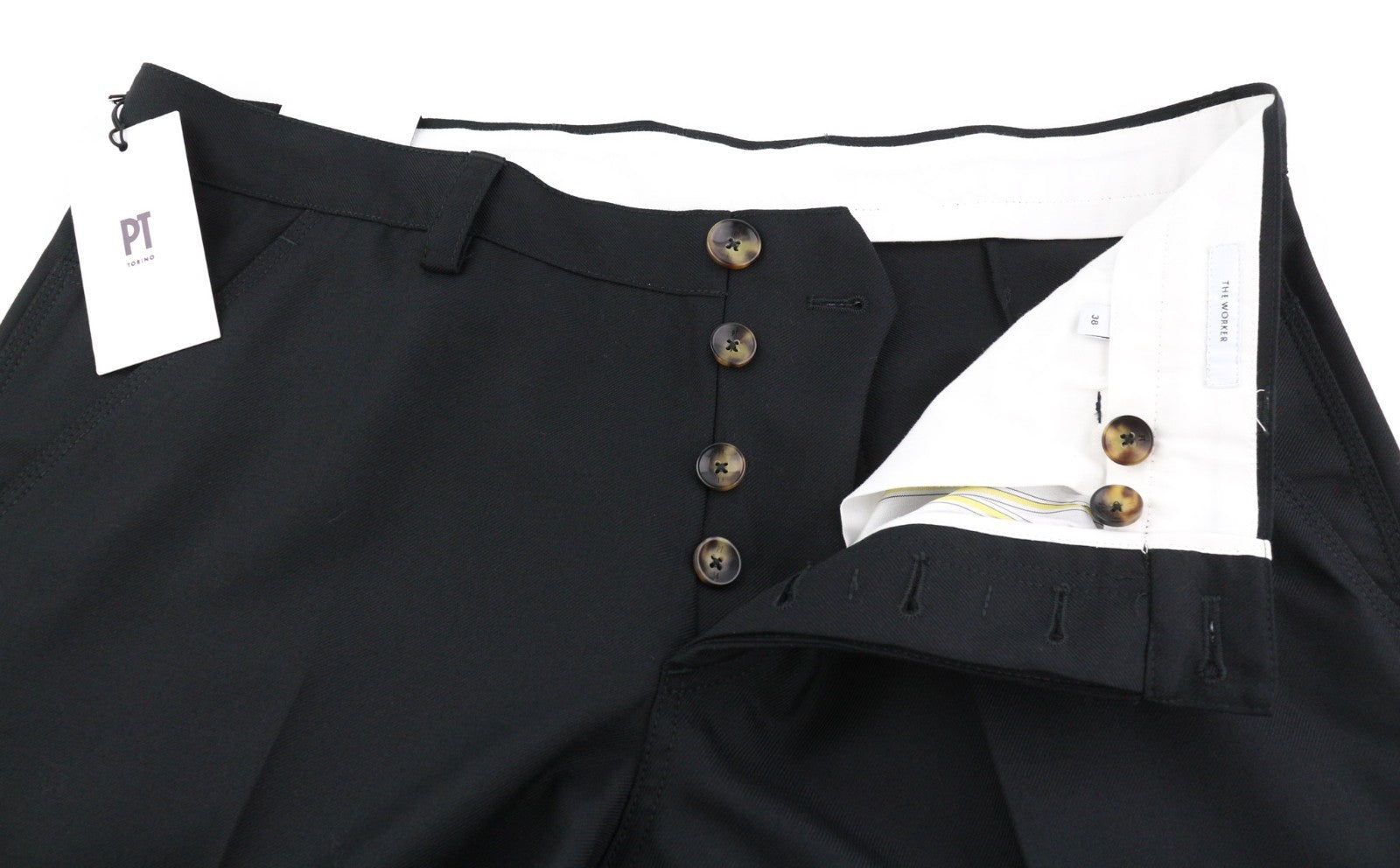 PT TORINO The Worker Men's W38 Wool Fleece Blend Tapered Fit Buttoned Pants