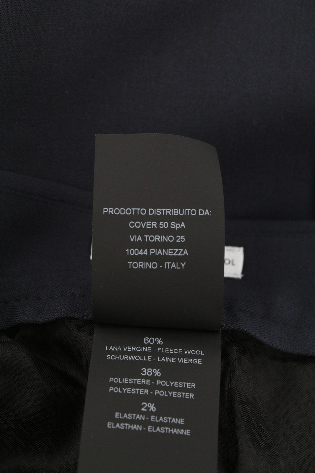 PT TORINO Lamda Men's 58 W40 Wool Fleece Blend Zipper Tapered Fit Dark Trousers