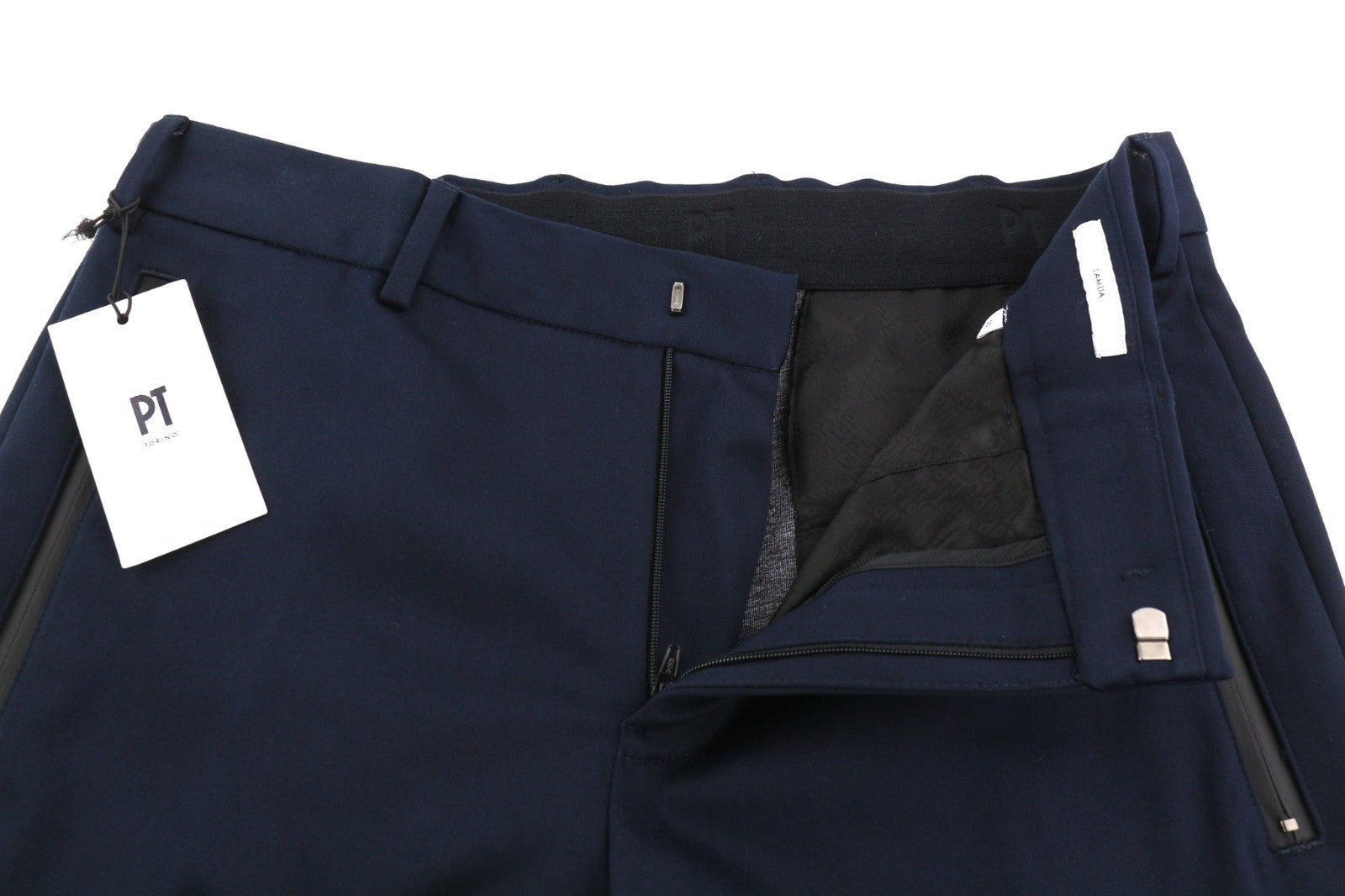 PT TORINO Lamda Men's 50 W33 Dark Blue Zipper Pocket Tapered Fit Trousers
