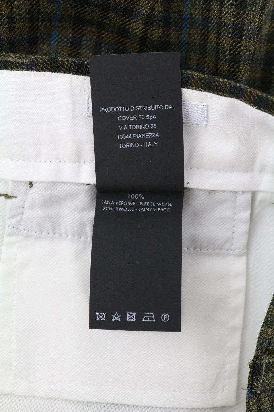 PT TORINO The Writer Men's W32 Wool Fleece Plaid Turn-Up Regular Fit Trousers