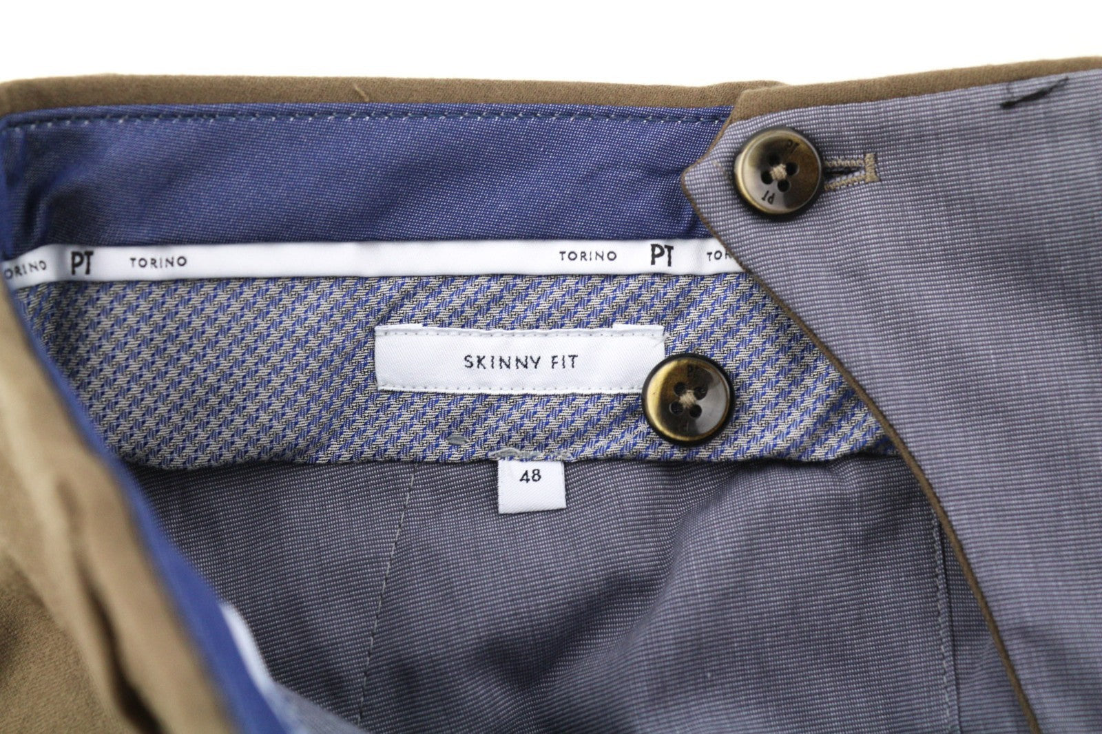 PT TORINO Skinny Fit Men's 48 W32 Brown Wool Fleece Blend Zip Casual Trousers