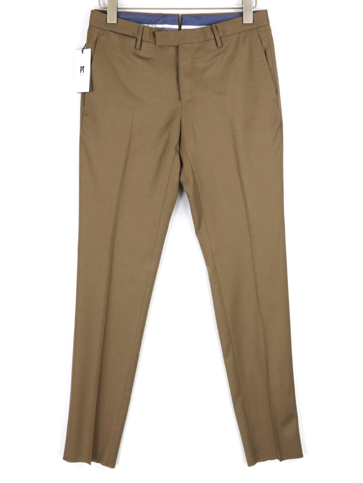 PT TORINO Skinny Fit Men's 48 W32 Brown Wool Fleece Blend Zip Casual Trousers