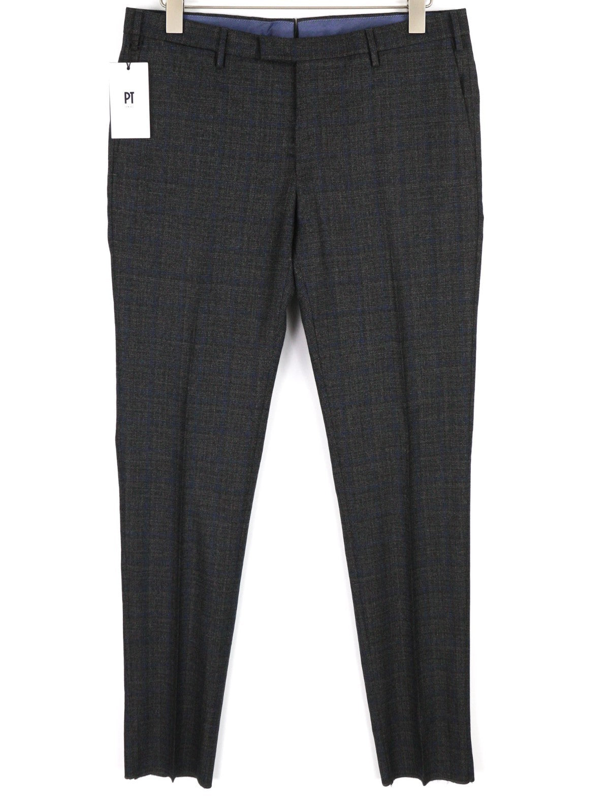 PT TORINO Skinny Fit Men's 52 W36 Plaid Wool Fleece Blend Zip Fly Casual Pants