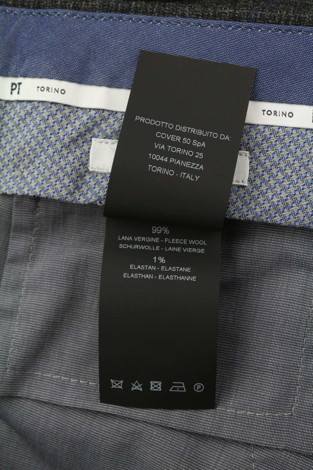 PT TORINO Skinny Fit Men's 52 W36 Plaid Wool Fleece Blend Zip Fly Casual Pants