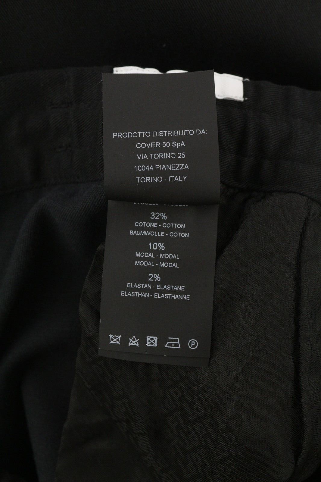 PT TORINO Omega Men's 48 W33 Black Elastic Drawstring Slim Fit Zipper Trousers