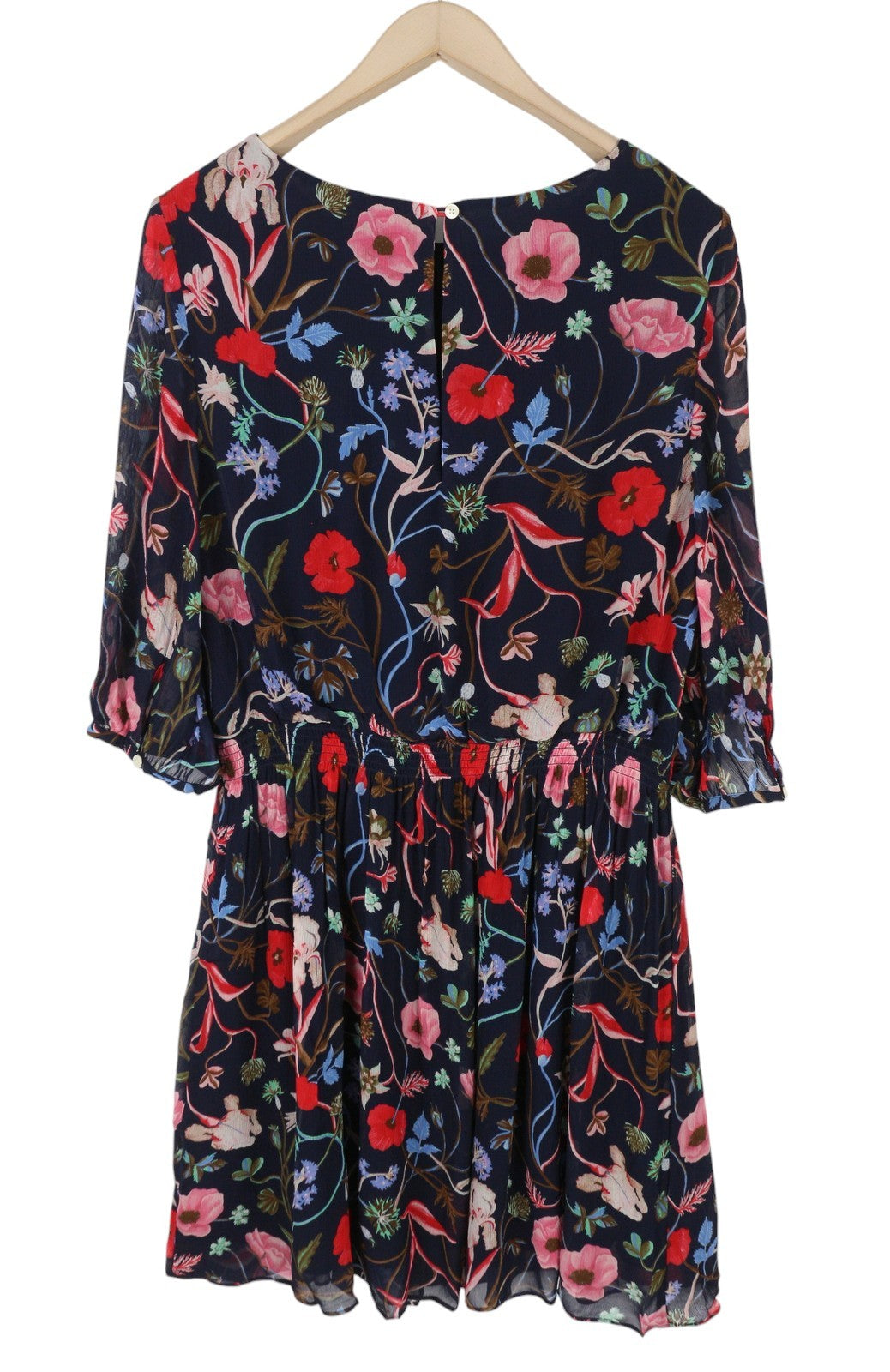 GANT Wild Floral Boatneck Women Dress EU42 Classic Blue Crew Mini Short Sleeve