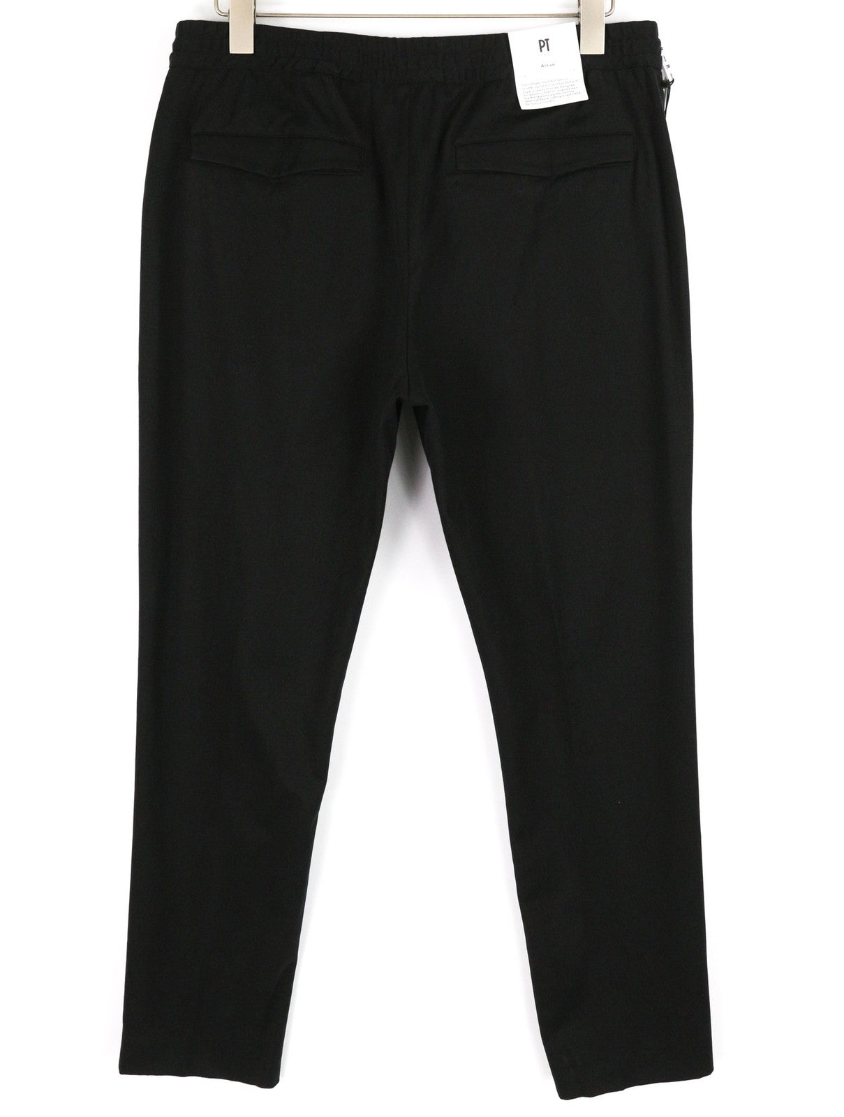 PT TORINO Omega Men's 52 W37 Black Elastic Drawstring Slim Fit Trousers