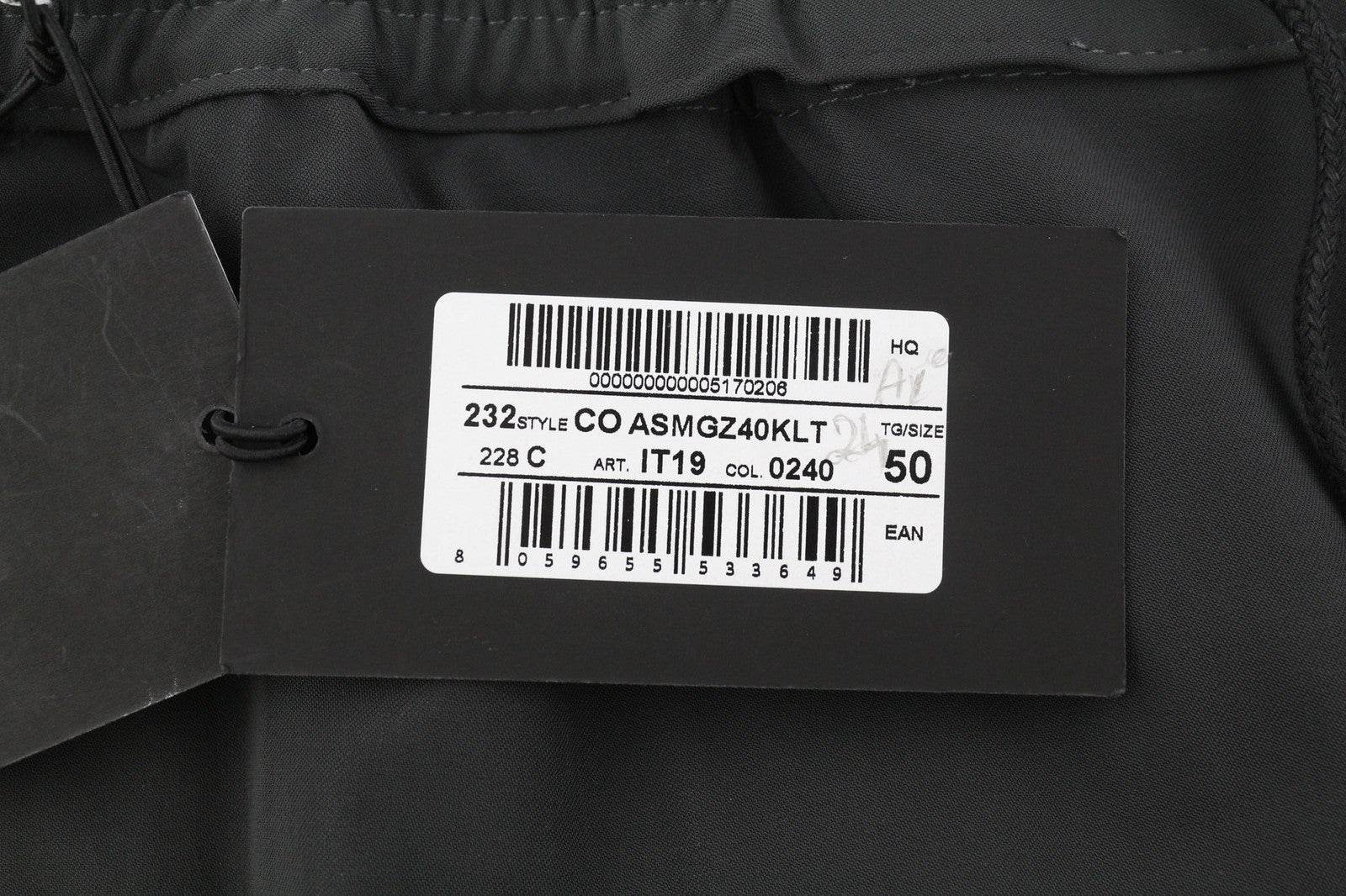 PT TORINO Omega Men's 50 W32 Black Elastic Drawstring Tapered Fit Zip Trousers