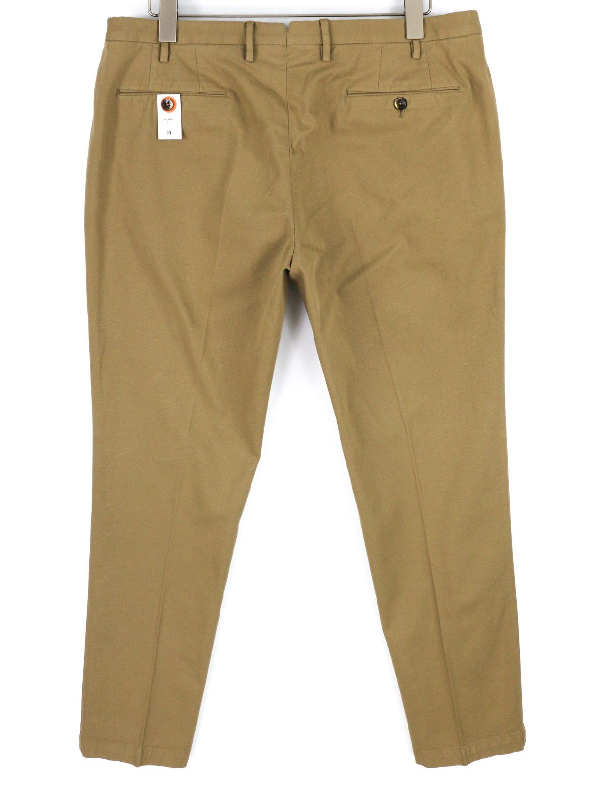 PT TORINO Skinny Fit Men's 56 W39 Brown Chino Zipper Pocket Logo Casual Pants