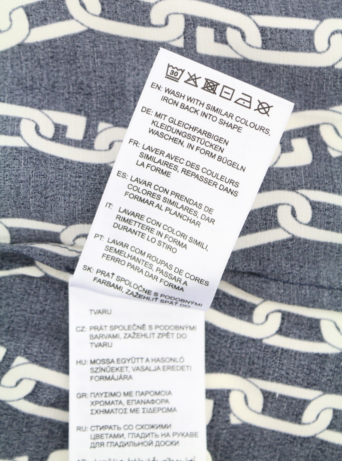 GANT Reg Chain Print Wrap Women Dress EU36 Evening Blue Long Sleeve Midi