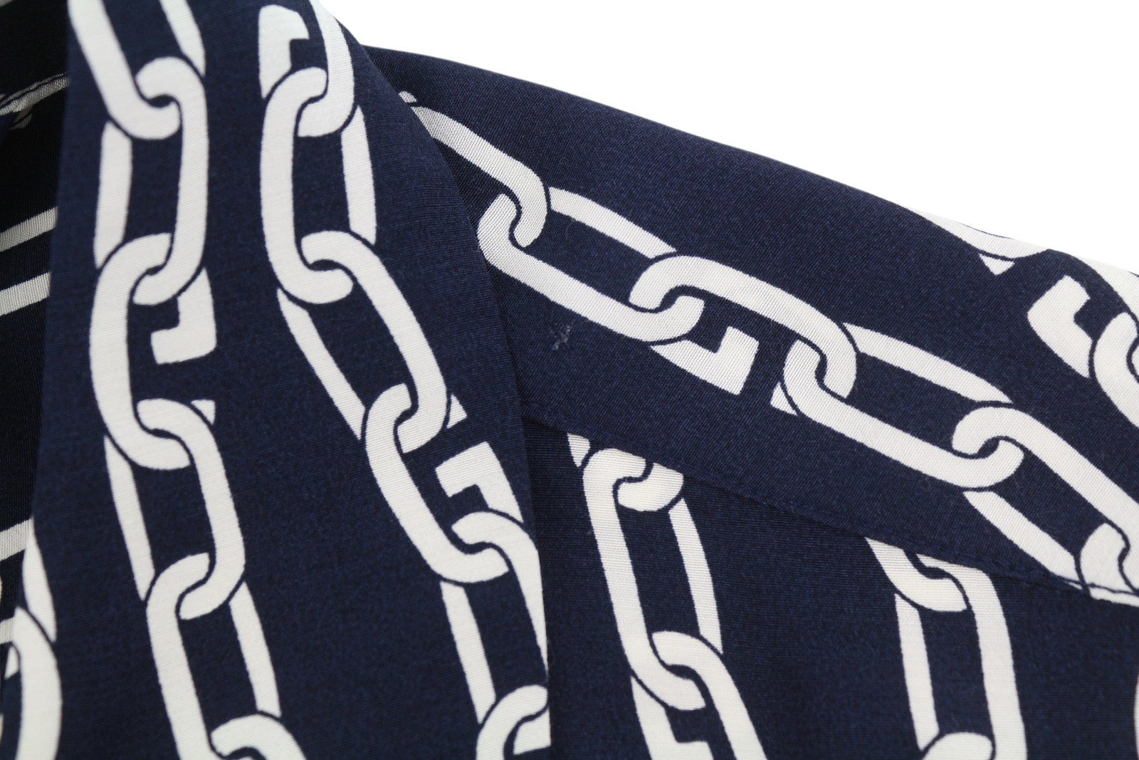 GANT Reg Chain Print Wrap Women Dress EU36 Evening Blue Long Sleeve Midi