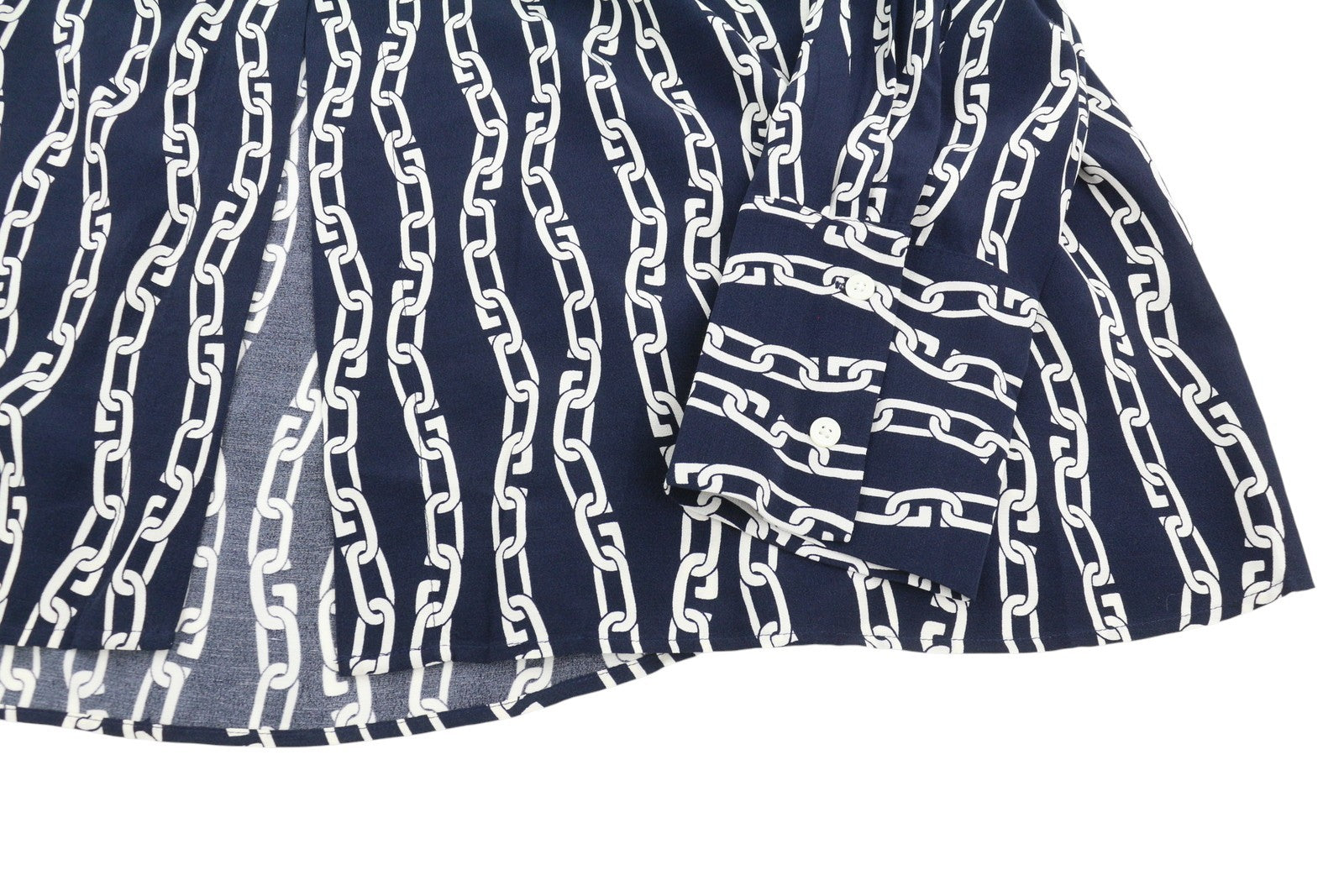 GANT Reg Chain Print Wrap Women Dress EU36 Evening Blue Long Sleeve Midi