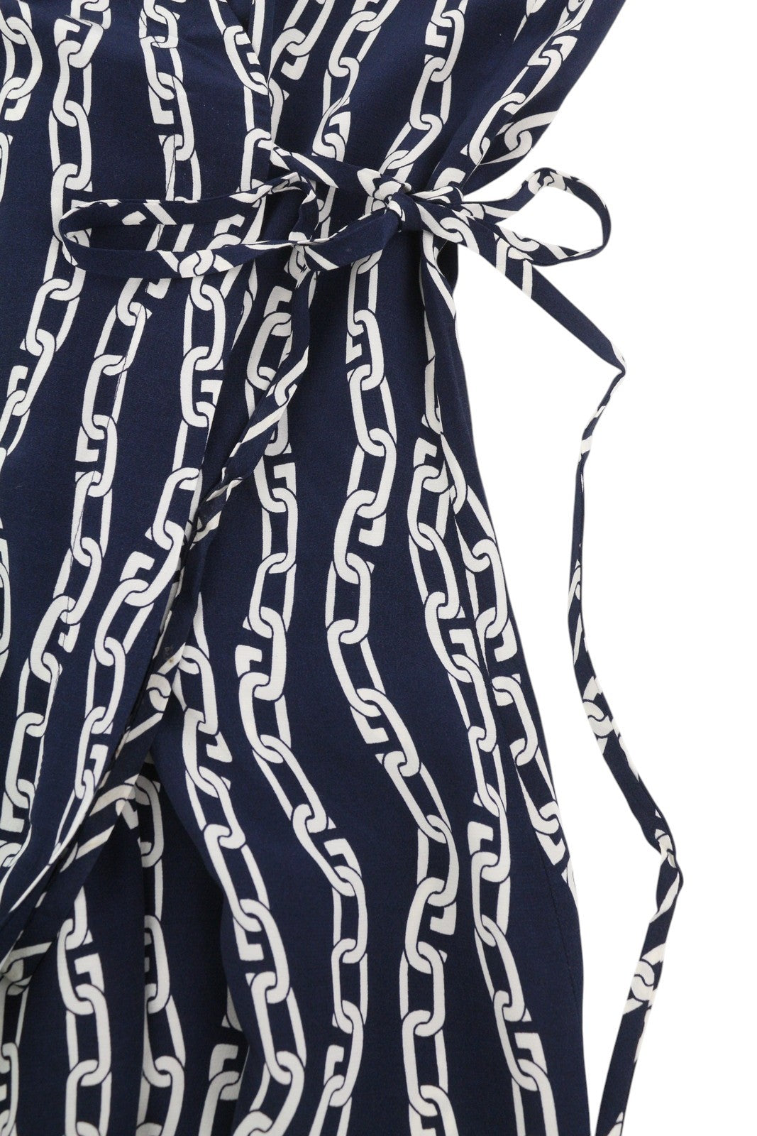 GANT Reg Chain Print Wrap Women Dress EU36 Evening Blue Long Sleeve Midi