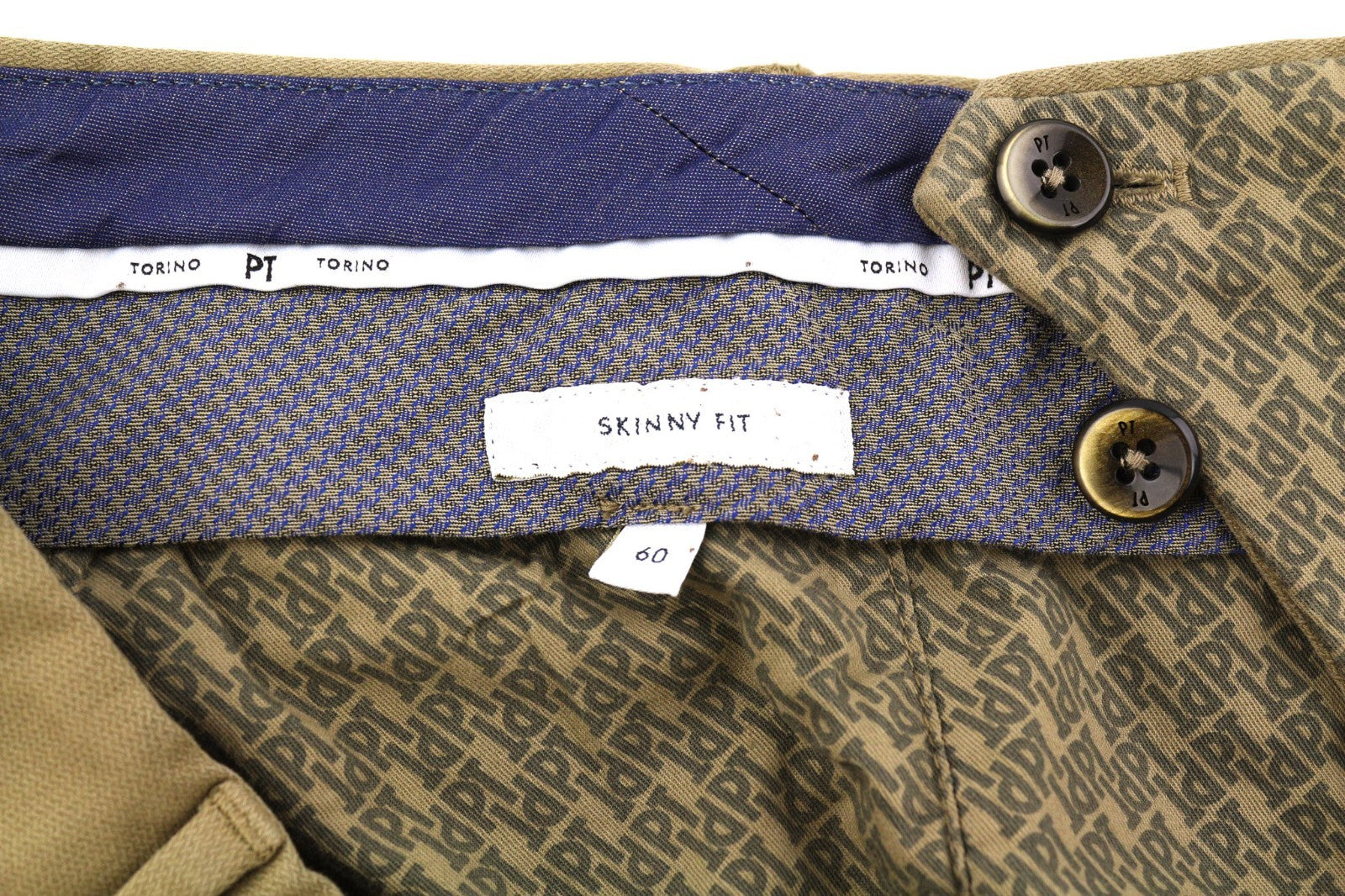 PT TORINO Skinny Fit Men's 60 W41 Brown Chino Zipper Pocket Logo Casual Pants