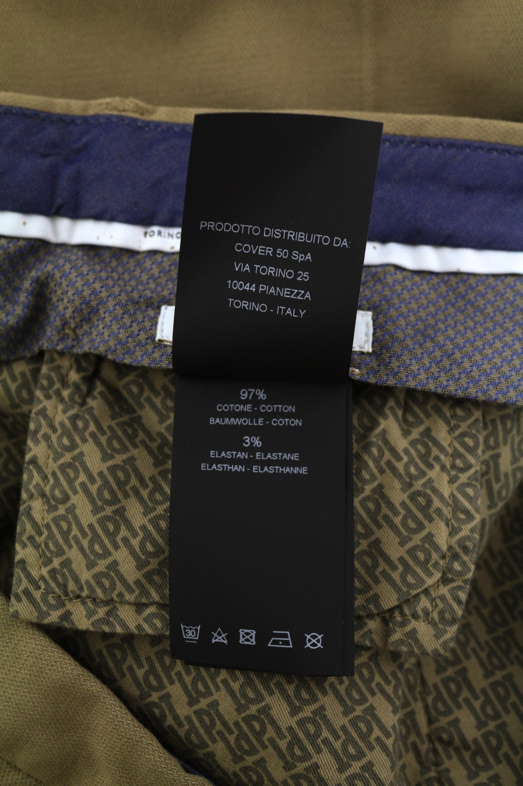 PT TORINO Skinny Fit Men's 60 W41 Brown Chino Zipper Pocket Logo Casual Pants