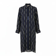 GANT American Luxe Women Dress EU40 Evening Blue Button-Up Side Split RRP375