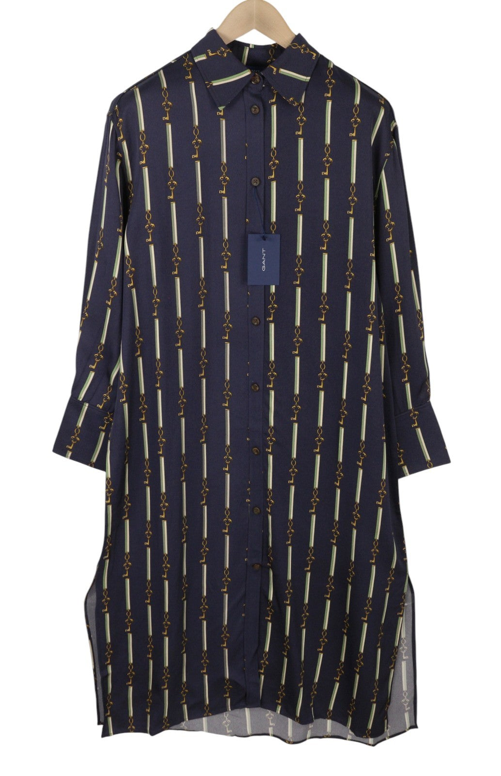 GANT American Luxe Women Dress EU40 Evening Blue Button-Up Side Split RRP375