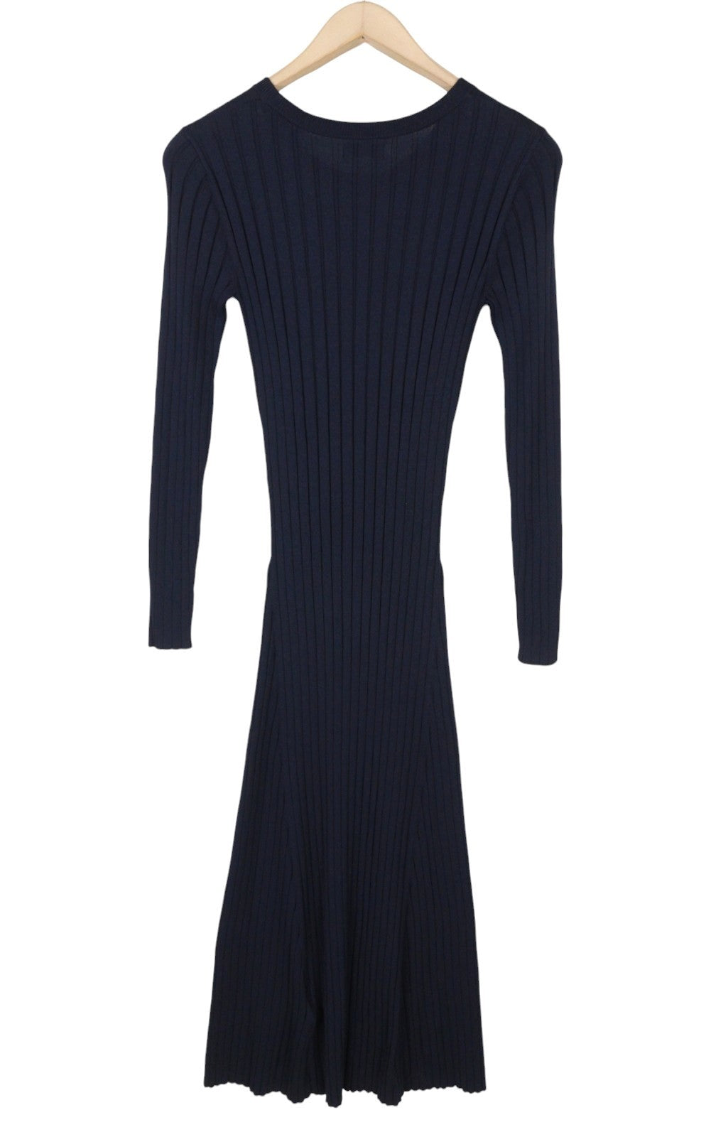GANT Ribbed C-Neck Women Dress M Evening Blue Navy Knitted Midi Long Sleeve