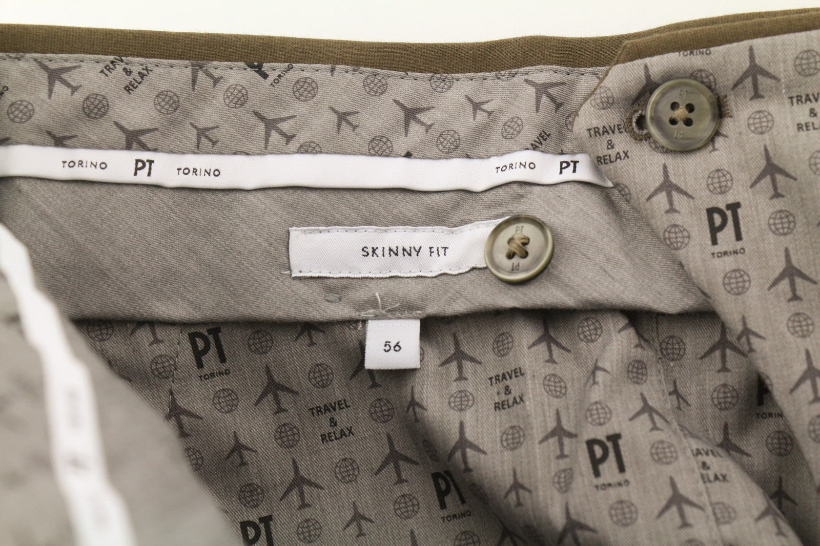 PT TORINO Skinny Fit Men's 56 W38 Mid Brown Chino Zipper Pocket Casual Pants