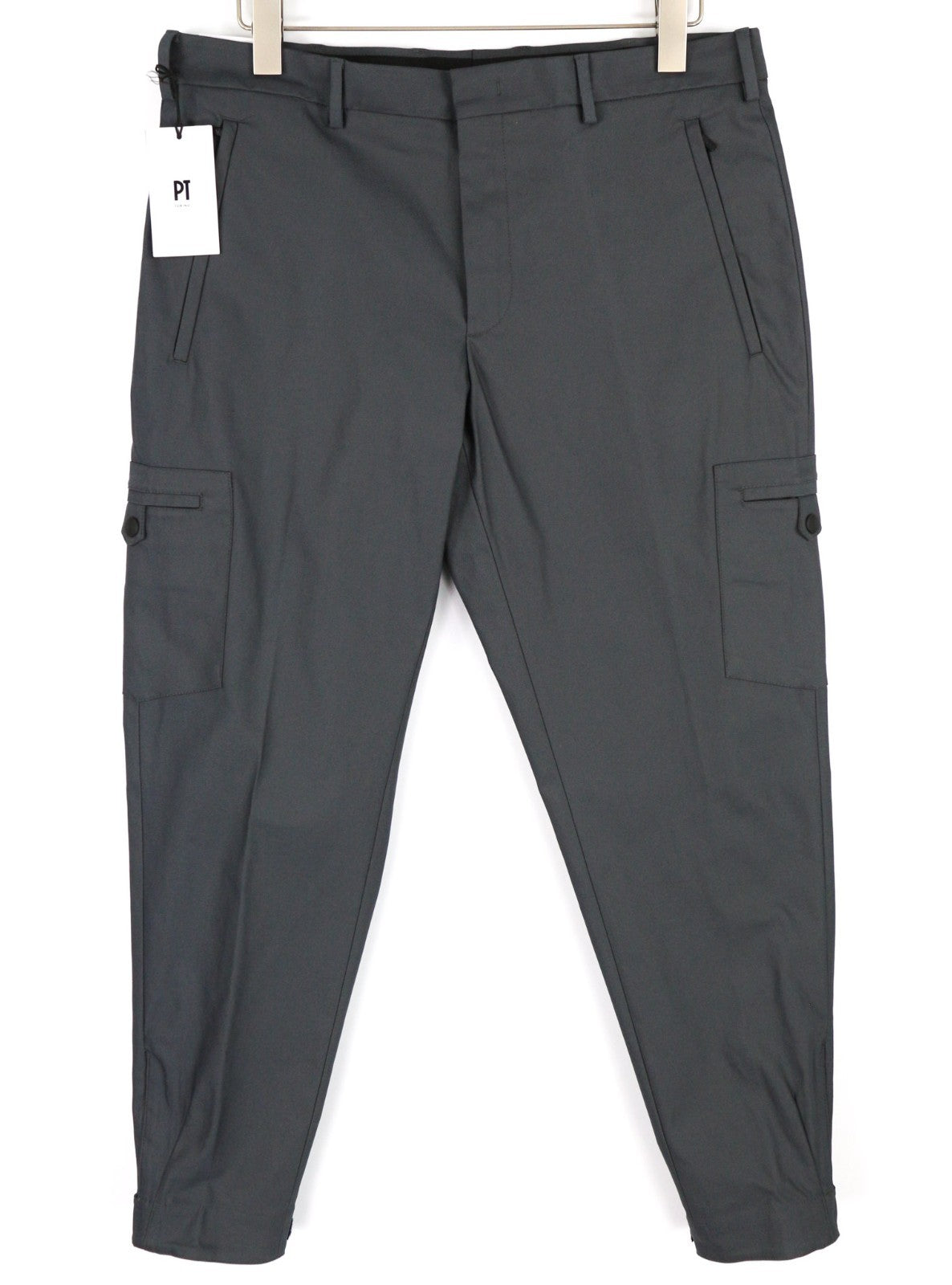 PT TORINO Gamma Men's 50 W35 Dark Cargo Pocket Fastener Hem Utility Trousers