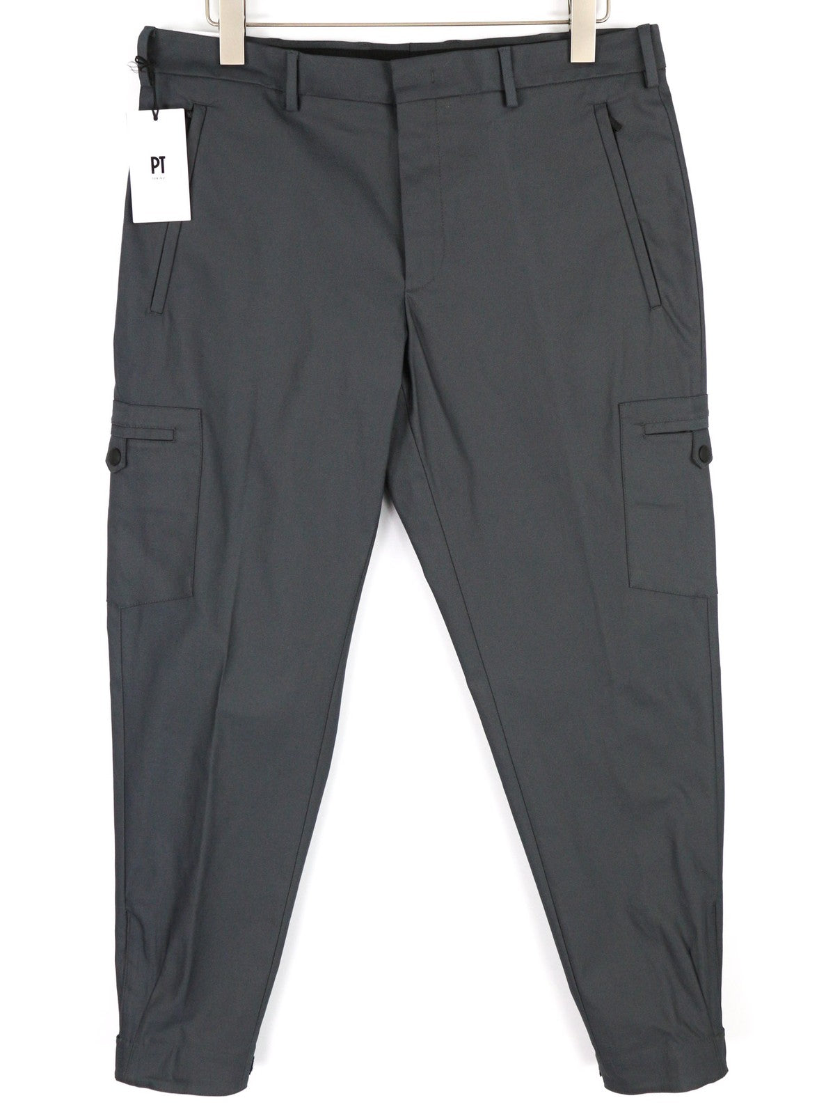 PT TORINO Gamma Men's 48 W34 Dark Cargo Zip Fly Fastener Hem Utility Trousers