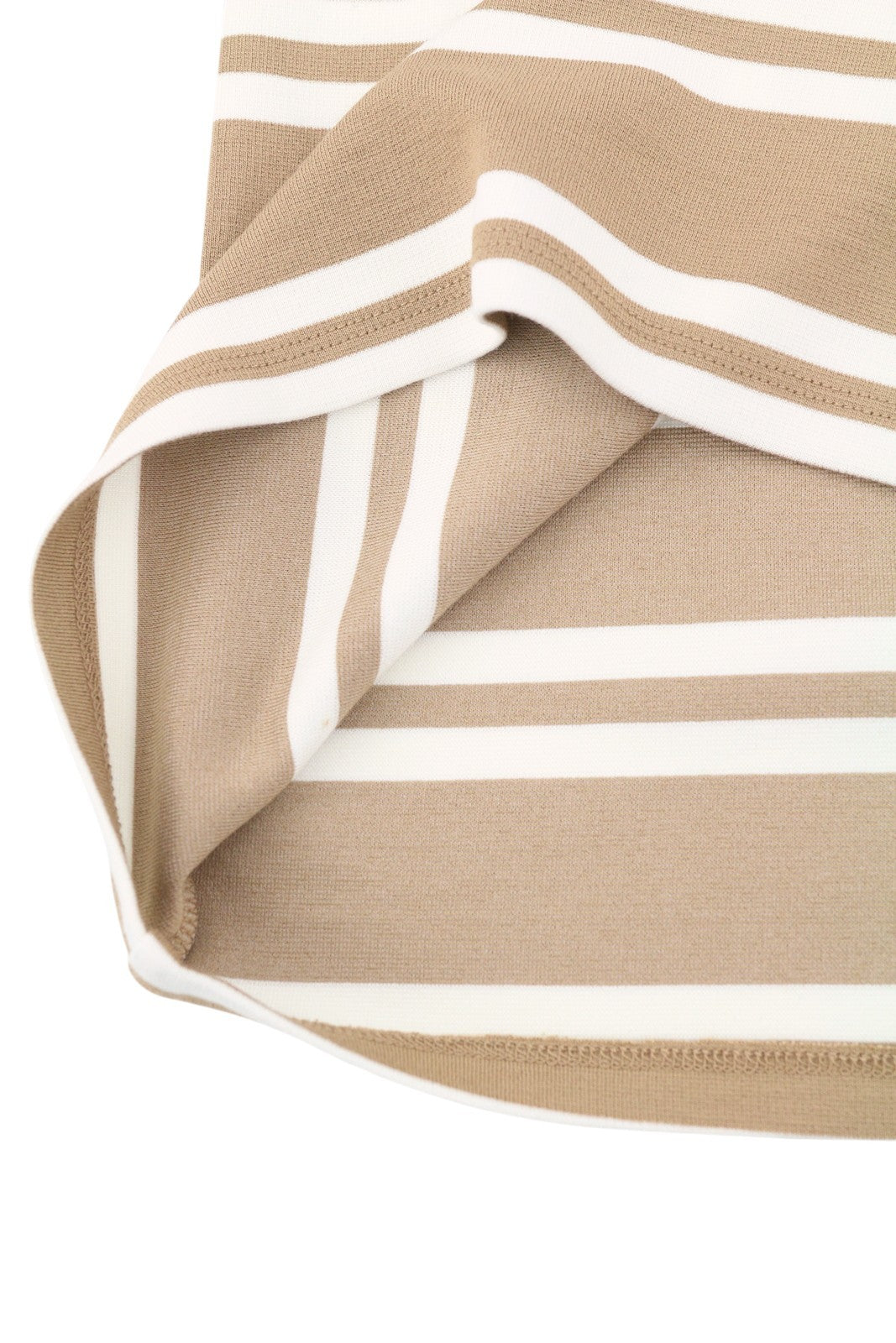 GANT Striped Women Dress L Warm Khaki Crew Neck Tricot Knee-Length Long Sleeve