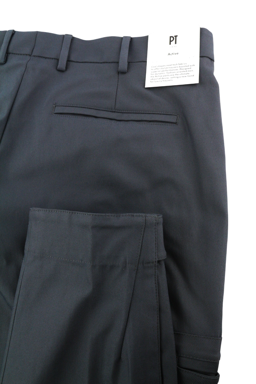PT TORINO Gamma Men's 52 W37 Dark Cargo Zip Fly Fastener Hem Utility Trousers