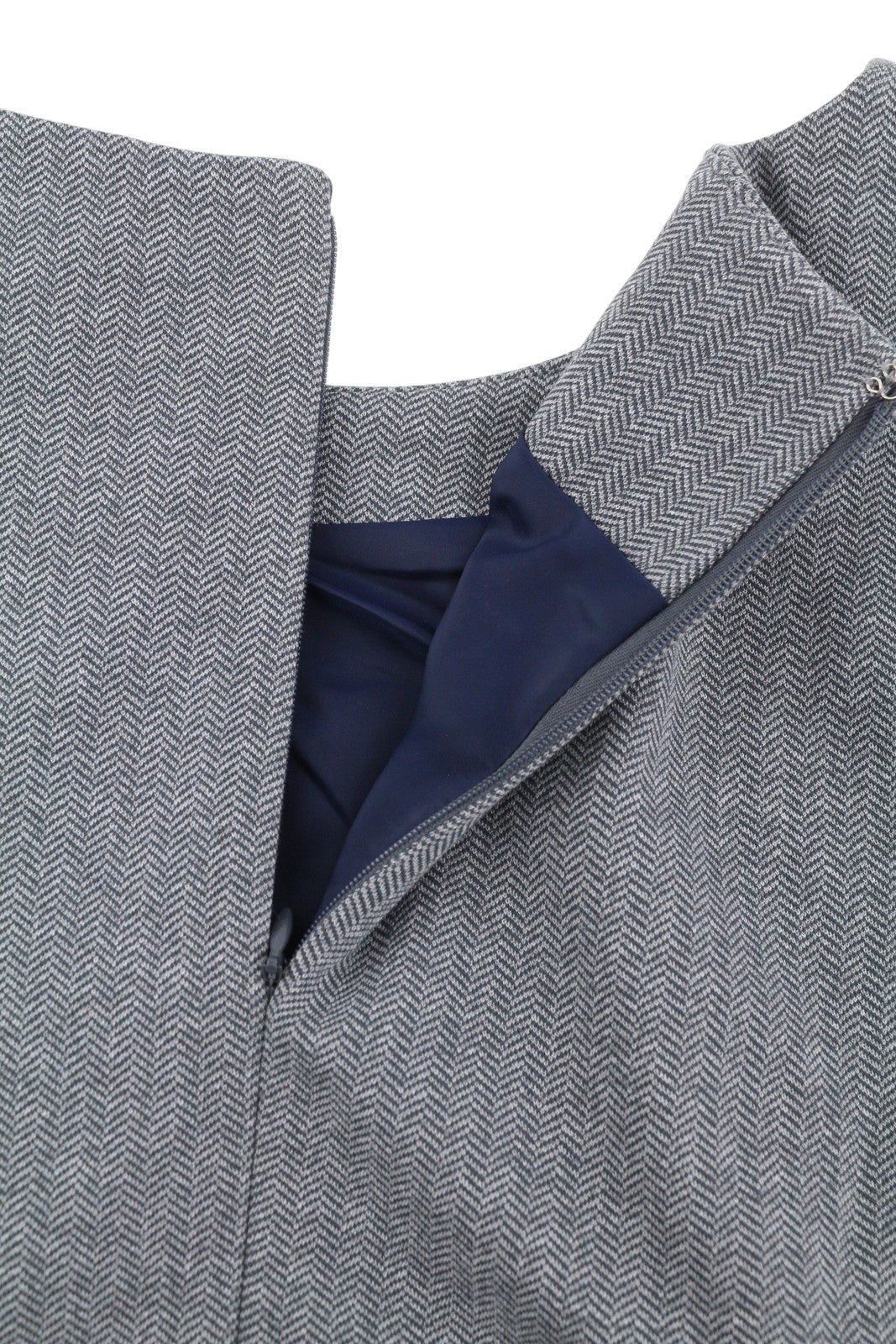 GANT Herringbone Jersey Shift Women Dress EU46 Grey Melange Pockets 3/4 Sleeve