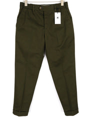 PT TORINO The Rebel Men's W36 Dark Brown Elastic Waist Turn-Up Button Chinos