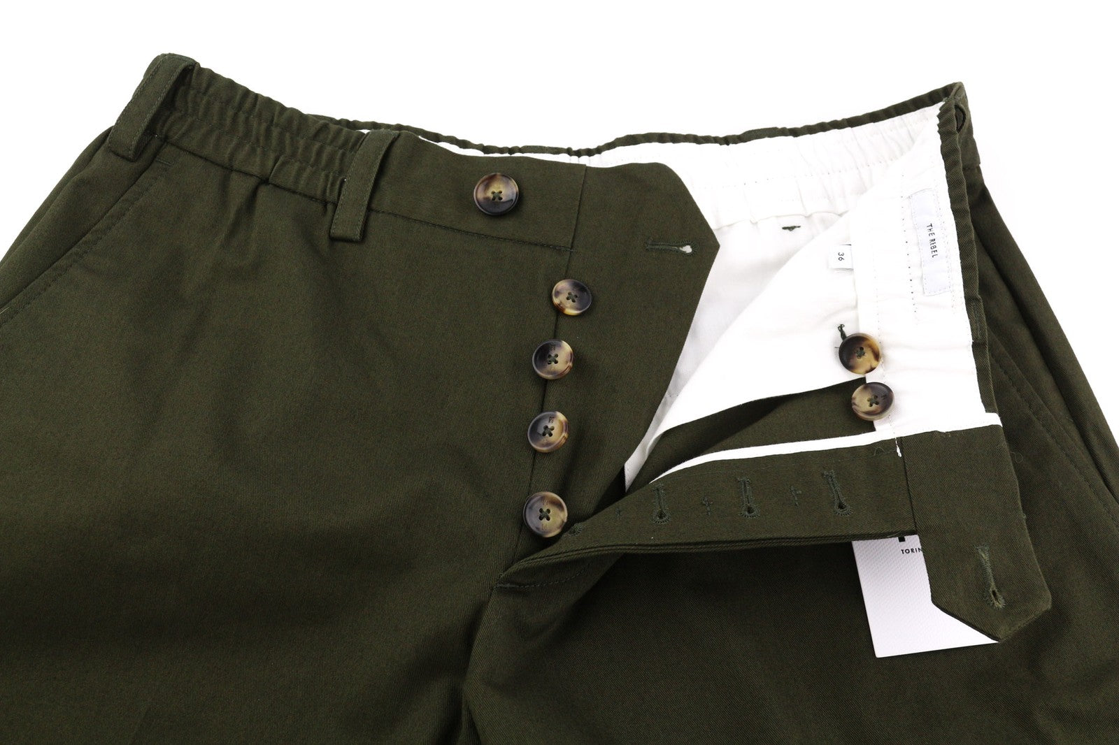 PT TORINO The Rebel Men's W36 Dark Brown Elastic Waist Turn-Up Button Chinos