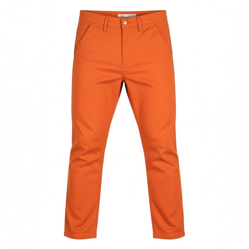 NUDIE JEANS Khaki Slim Men's W30/L30 Organic Warm Orange Zip Casual Chino Pants