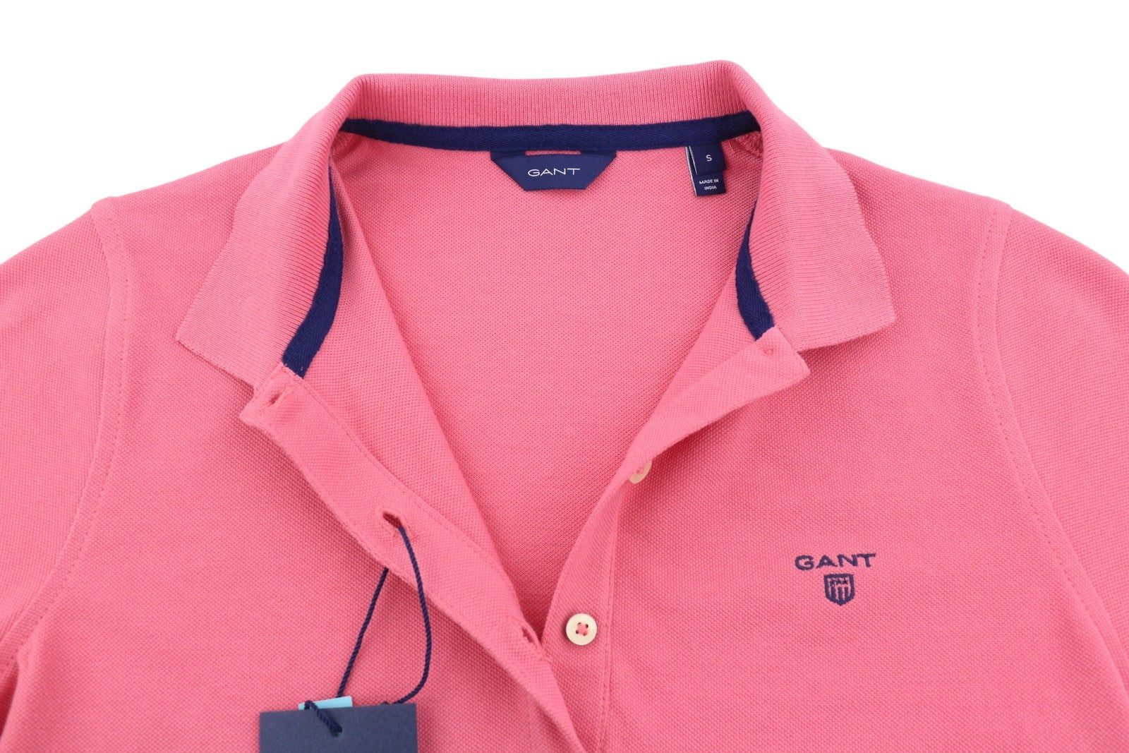 GANT Summer Pique Women T-Shirt S Rapture Rose Textured Polo Short Sleeve