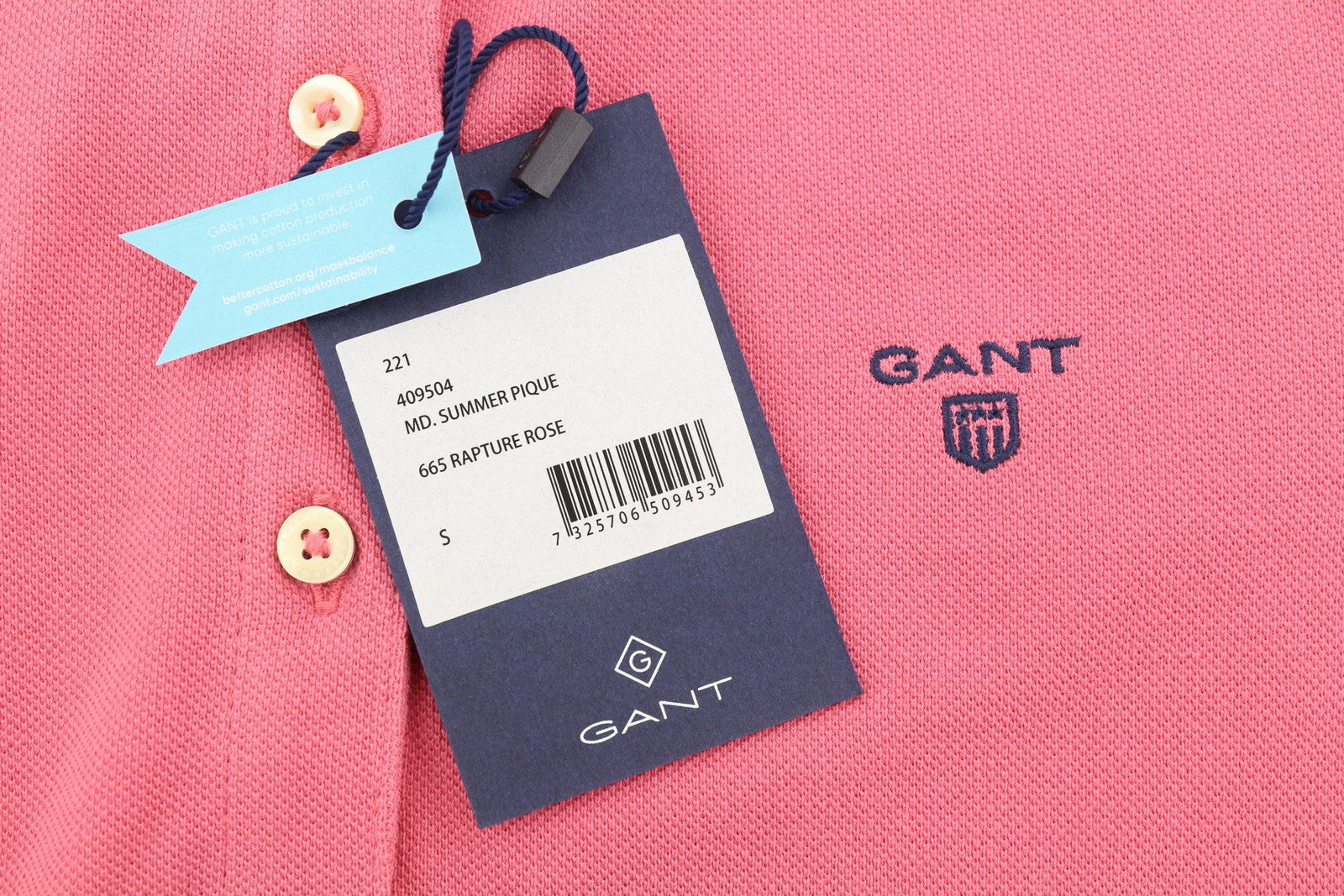 GANT Summer Pique Women T-Shirt S Rapture Rose Textured Polo Short Sleeve