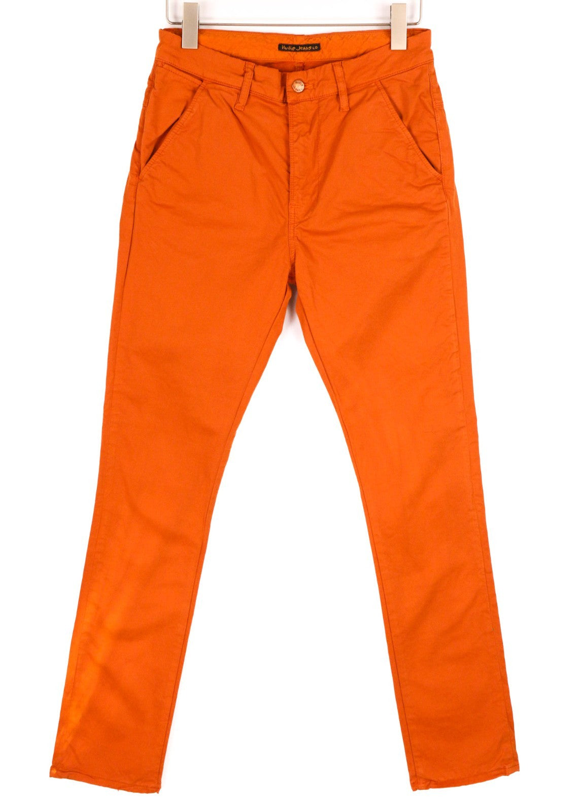 NUDIE JEANS Khaki Slim Men's W29/L32 Organic Warm Orange Zip Casual Chino Pants