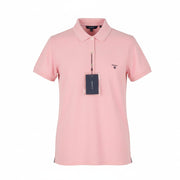 GANT Summer Pique Women T-Shirt XL Preppy Pink Textured Polo Short Sleeve