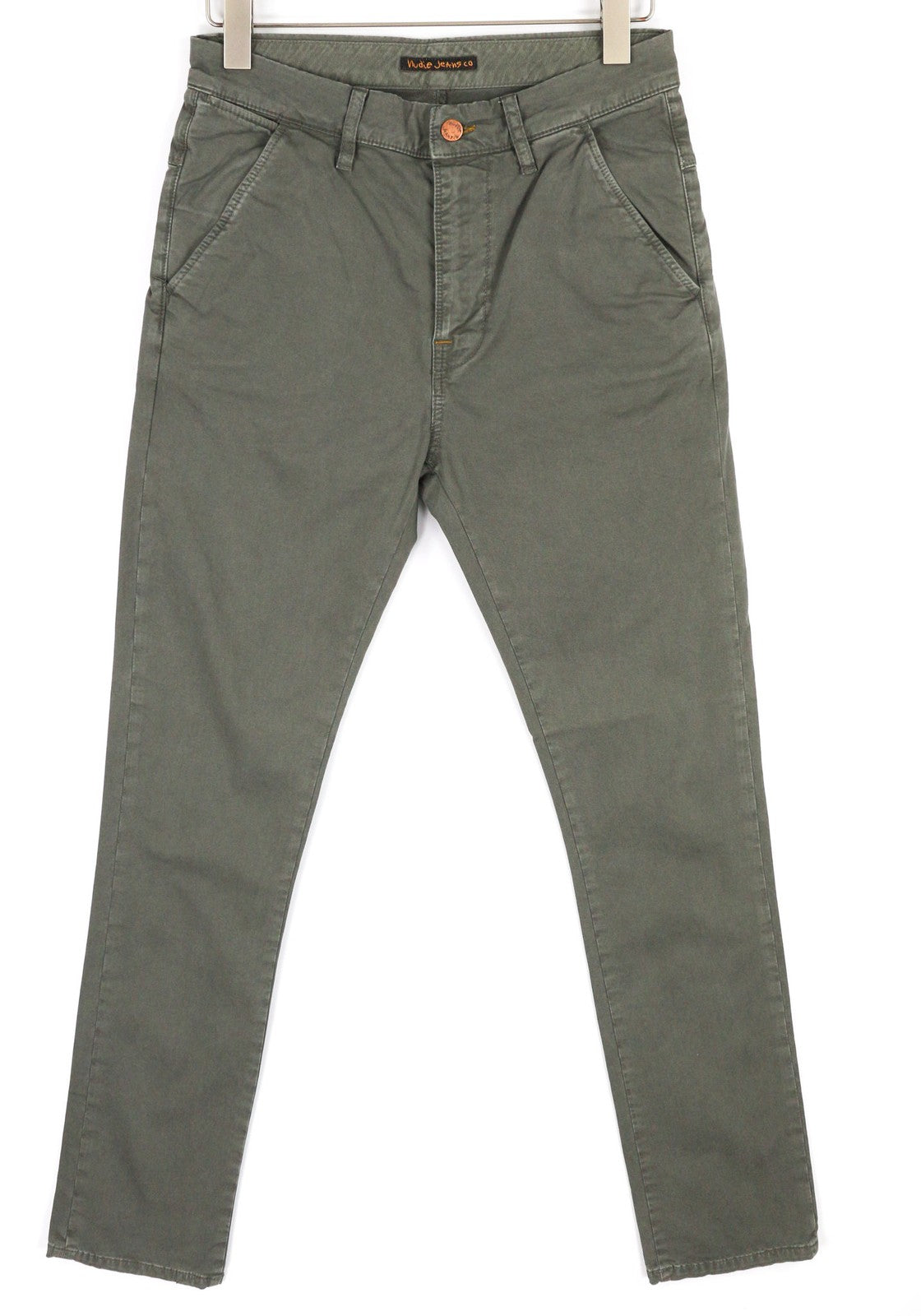 NUDIE JEANS Khaki Slim Men's W29/L32 Shadow Wash Organic Zipper Chino Trousers