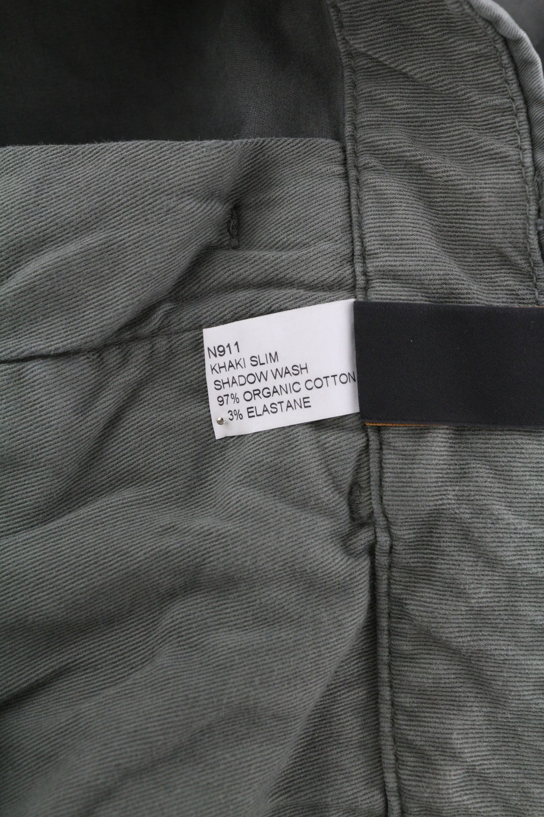 NUDIE JEANS Khaki Slim Men's W29/L32 Shadow Wash Organic Zipper Chino Trousers