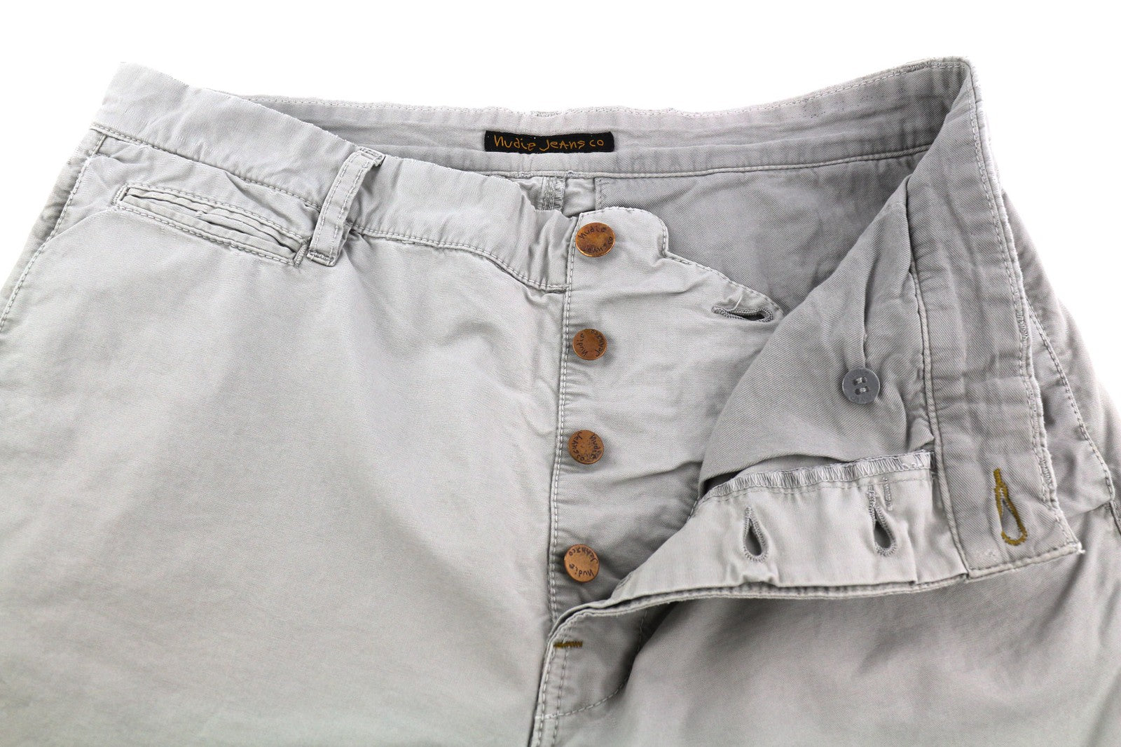 NUDIE JEANS Khaki Regular Men's W32/L34 Organic Moon Dust Chino Buttoned Pants