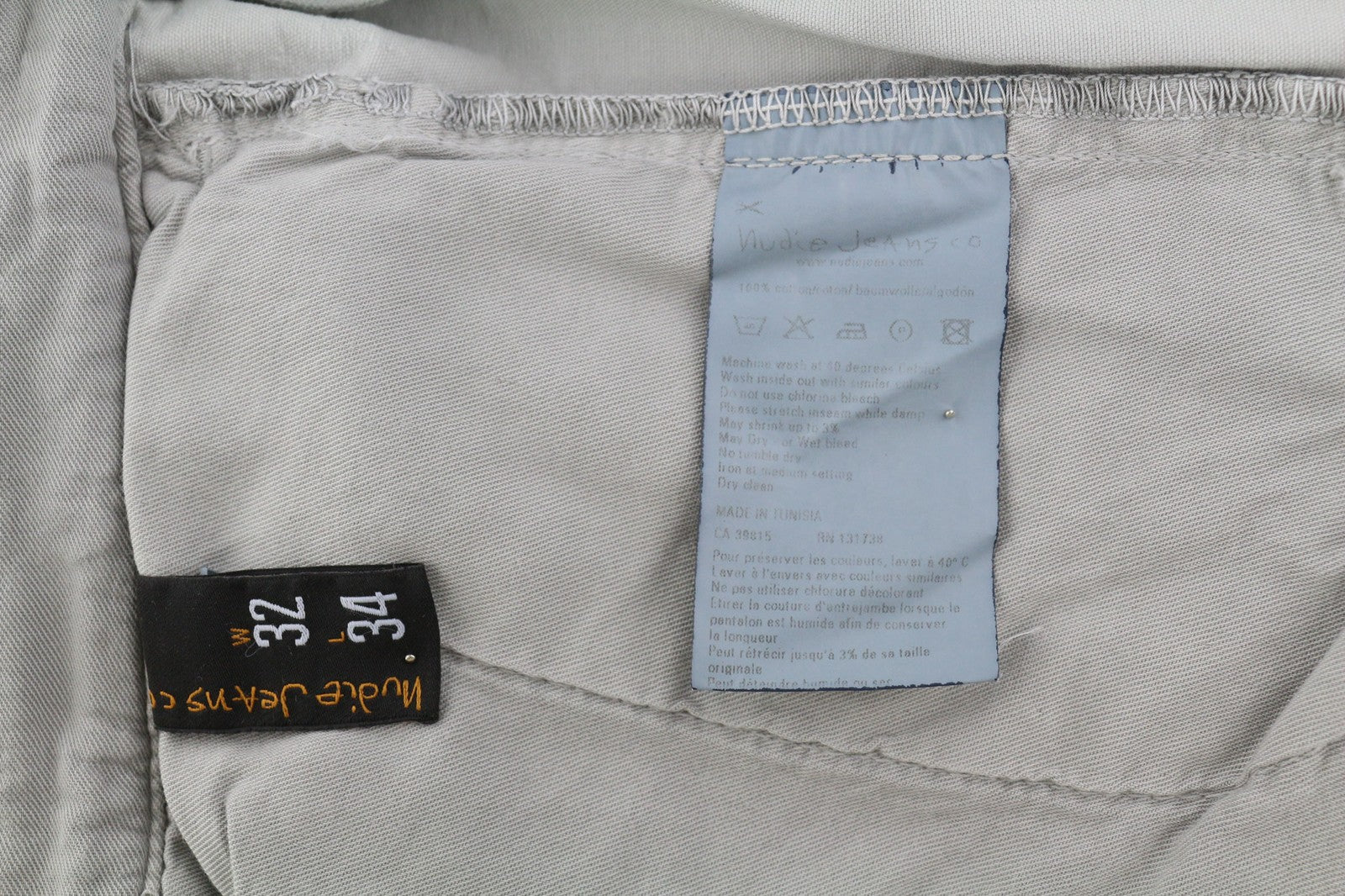 NUDIE JEANS Khaki Regular Men's W32/L34 Organic Moon Dust Chino Button Pants