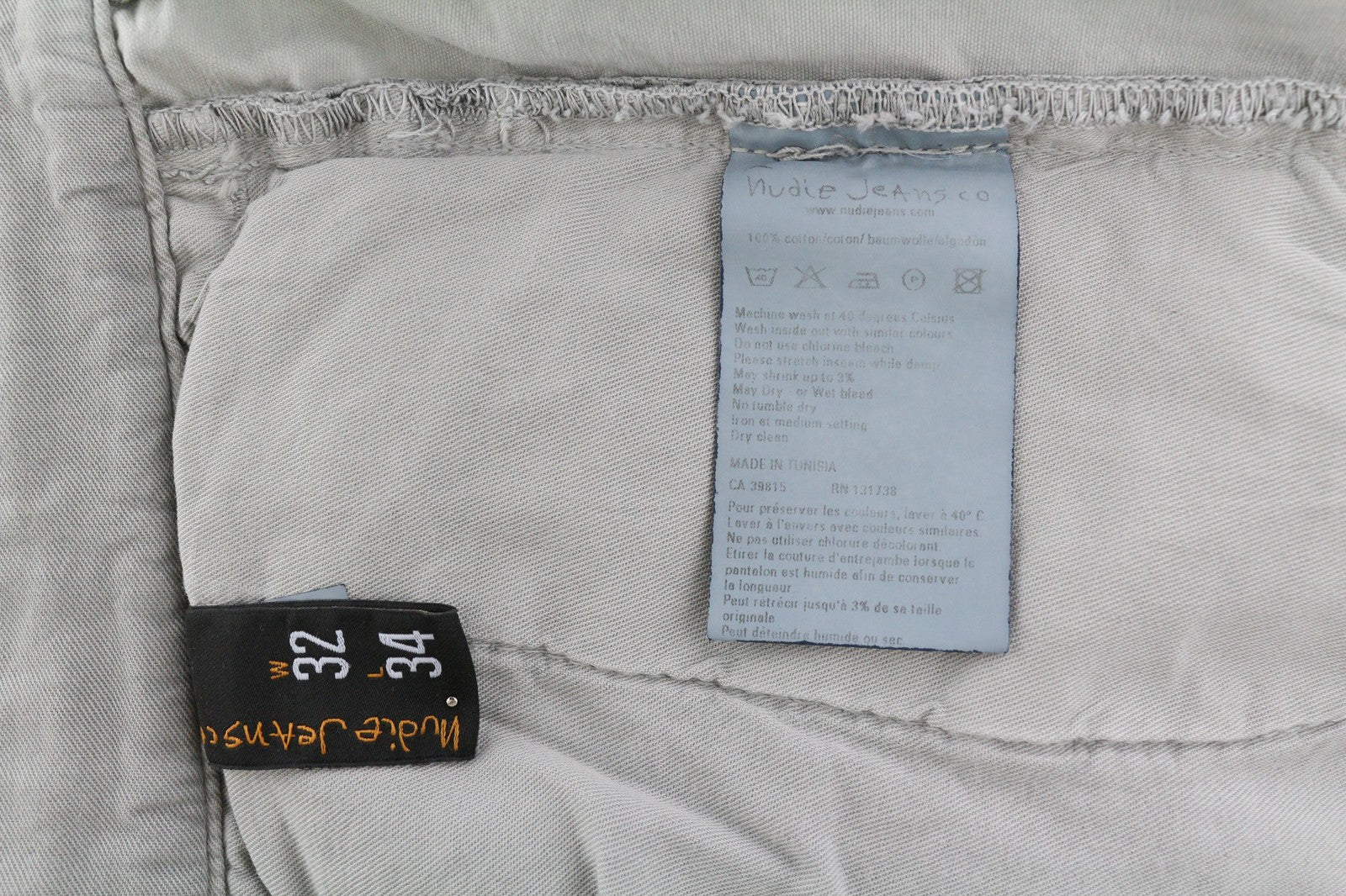 NUDIE JEANS Khaki Regular Men's W32/L34 Organic Moon Dust Chino Button Casual