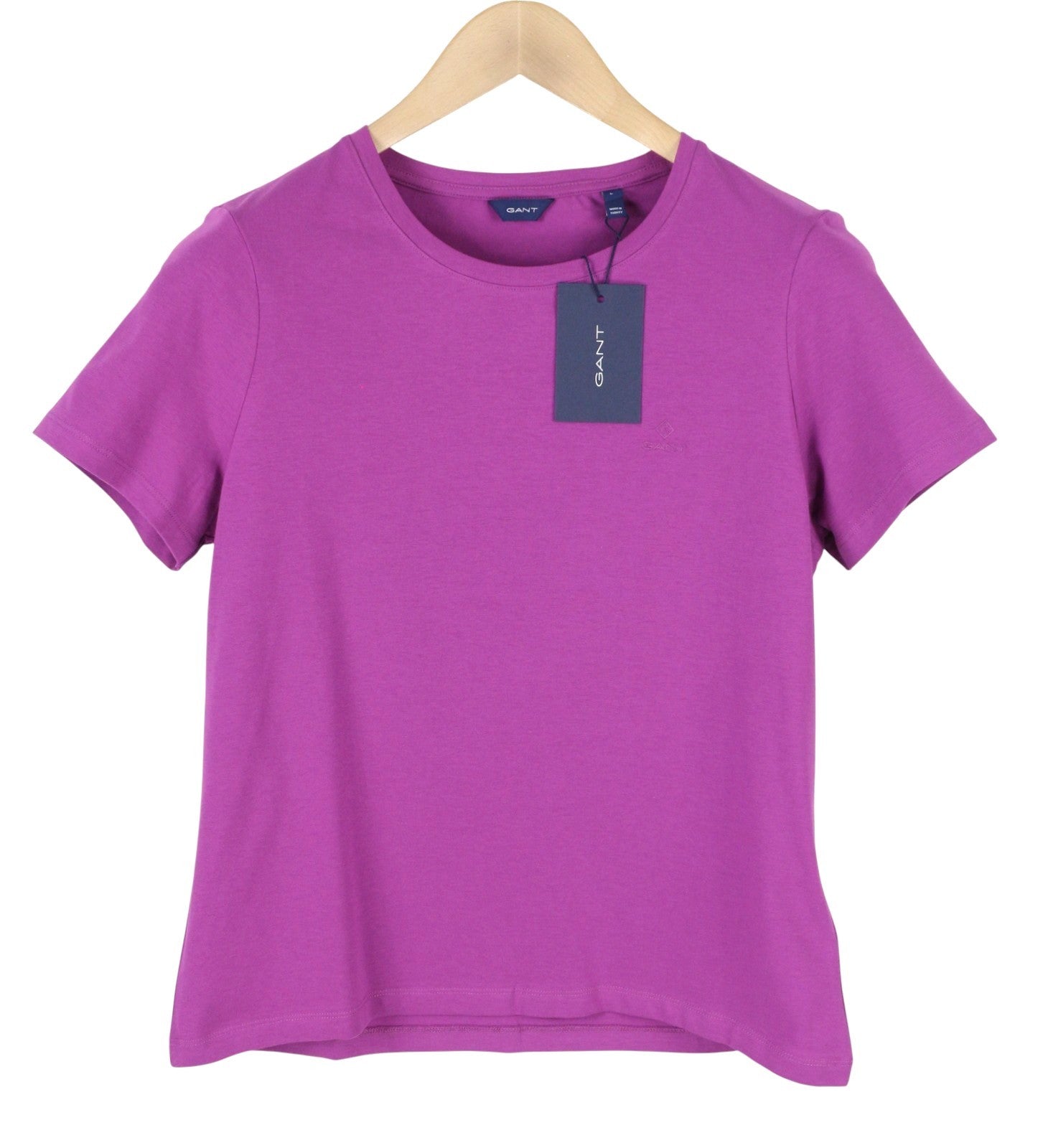 GANT Women T-Shirt L Grape Purple Crew Neck Tricot Short Sleeve