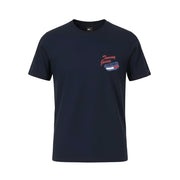 TOMMY HILFIGER Men T-Shirt XL Dark Blue Crew Neck Tricot Logo Short Sleeve