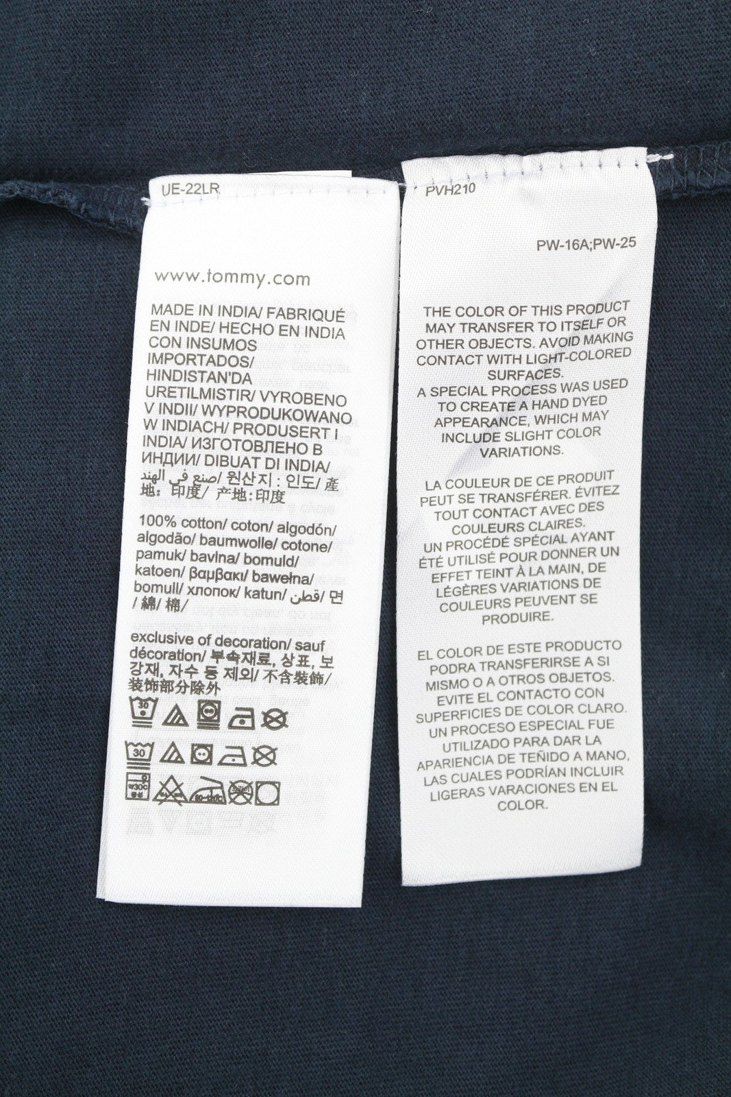 TOMMY HILFIGER Men T-Shirt L Dark Blue Crew Neck Tricot Logo Short Sleeve