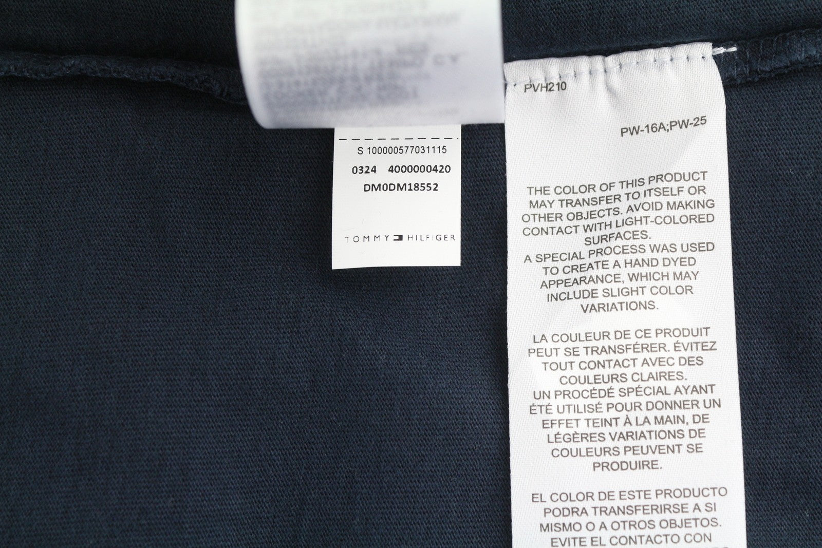 TOMMY HILFIGER Men T-Shirt M Dark Blue Crew Neck Tricot Logo Short Sleeve