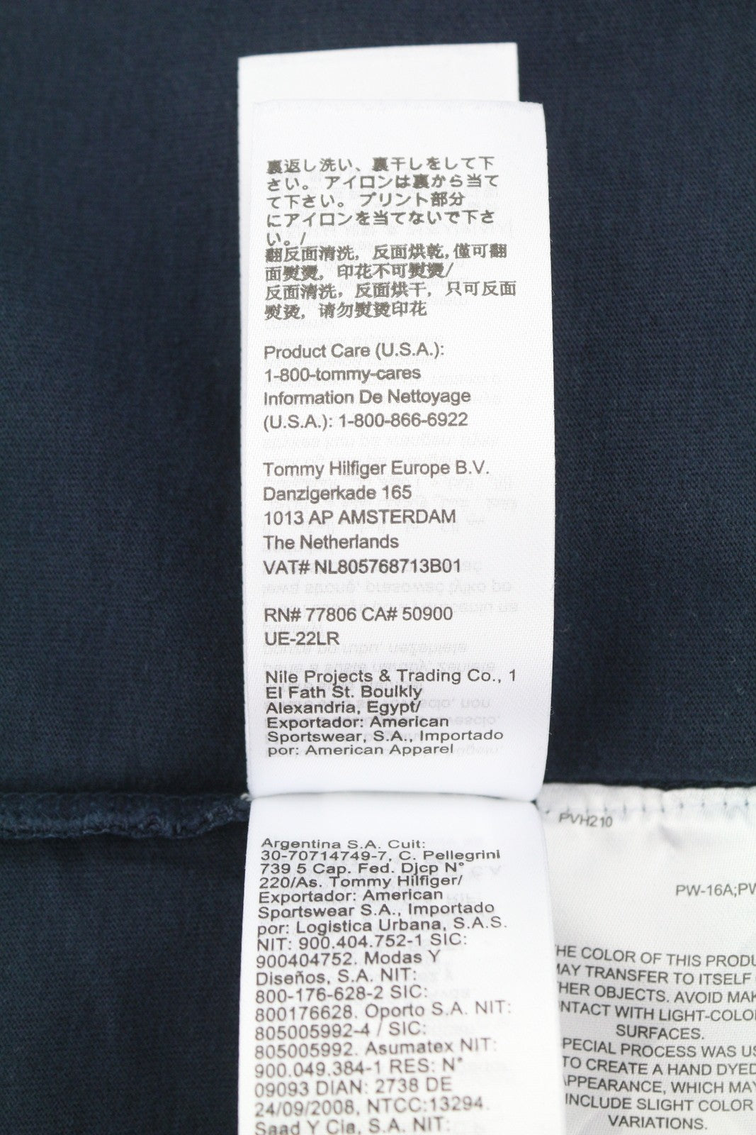 TOMMY HILFIGER Men T-Shirt M Dark Blue Crew Neck Tricot Logo Short Sleeve