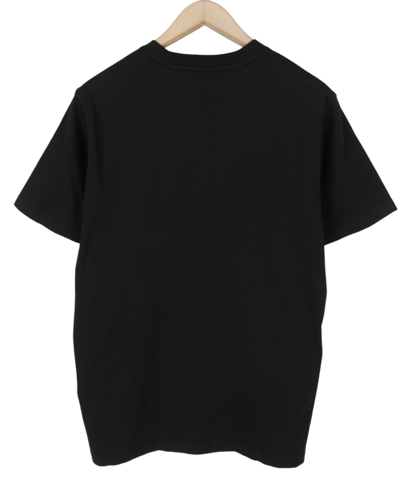 TOMMY HILFIGER Men T-Shirt L Black Crew Neck Tricot Front Logo Short Sleeve