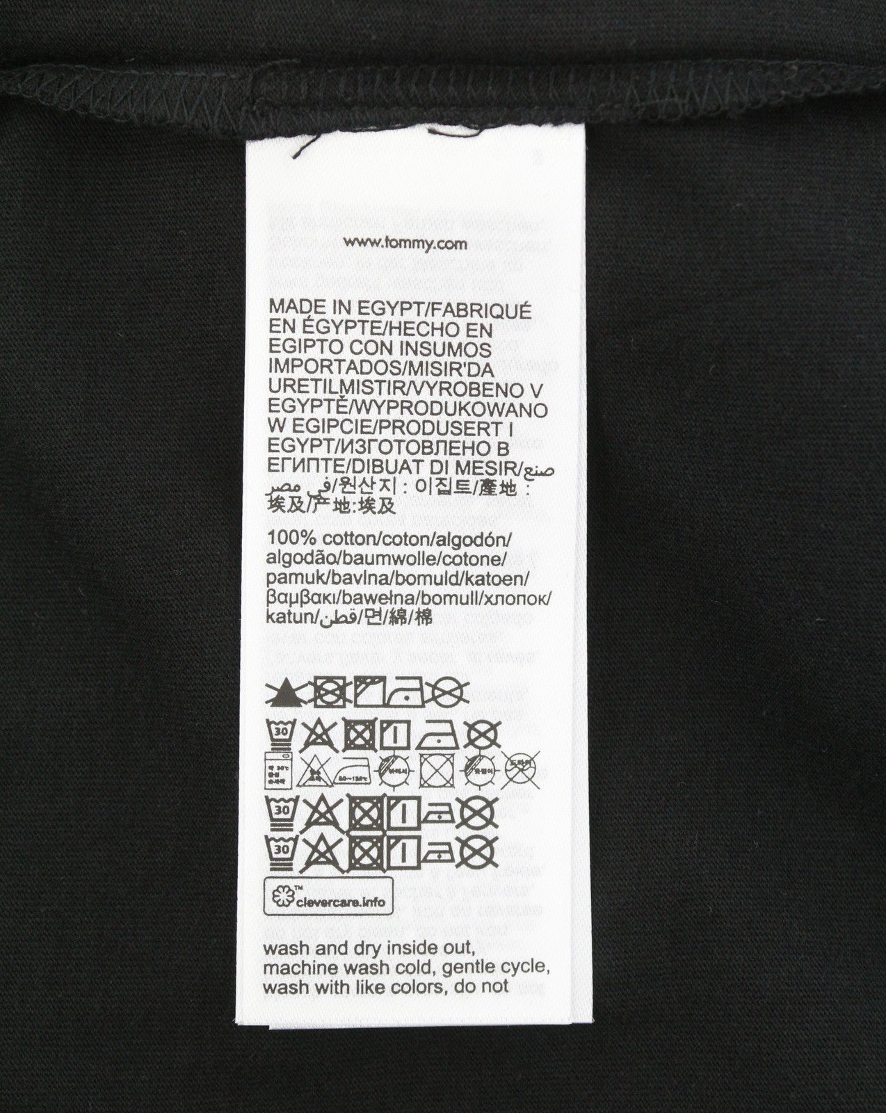 TOMMY HILFIGER Men T-Shirt L Black Crew Neck Tricot Front Logo Short Sleeve